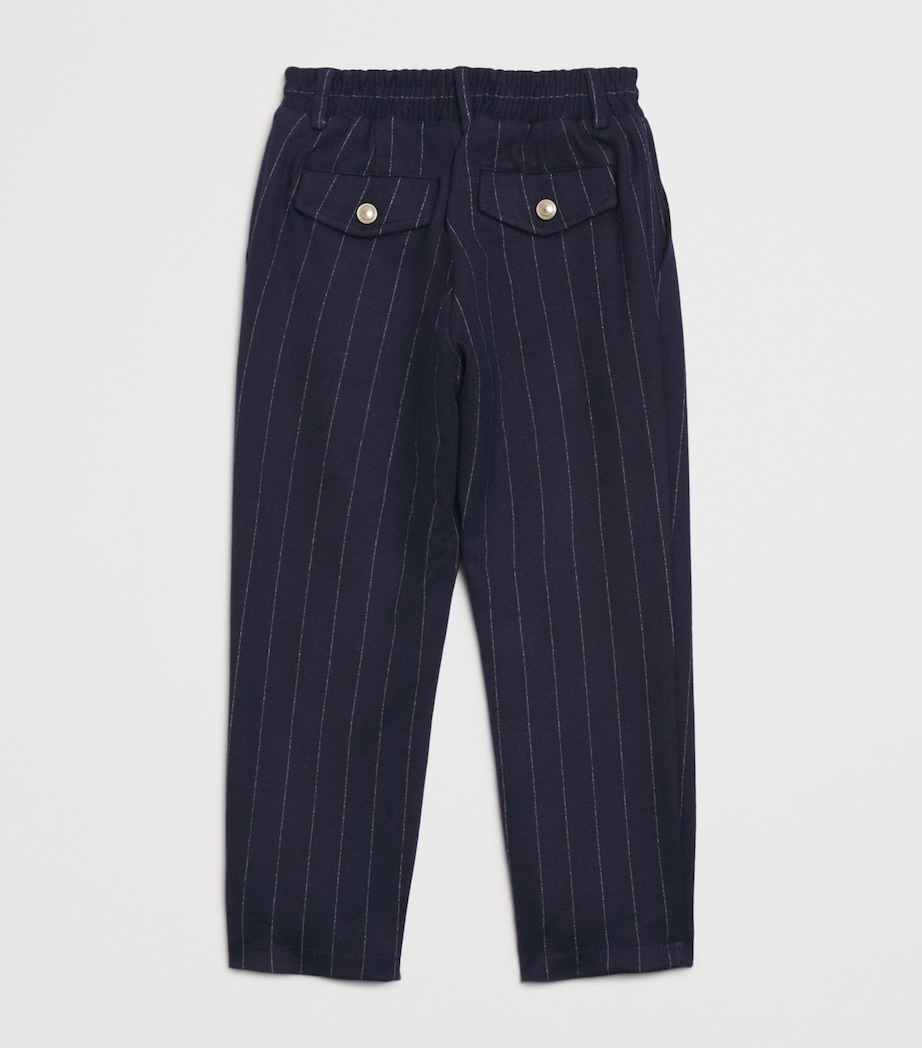 Pinstripe Drawstring Straight Trousers (2-16 Years) 625BGBLU/BEIGE Image 2