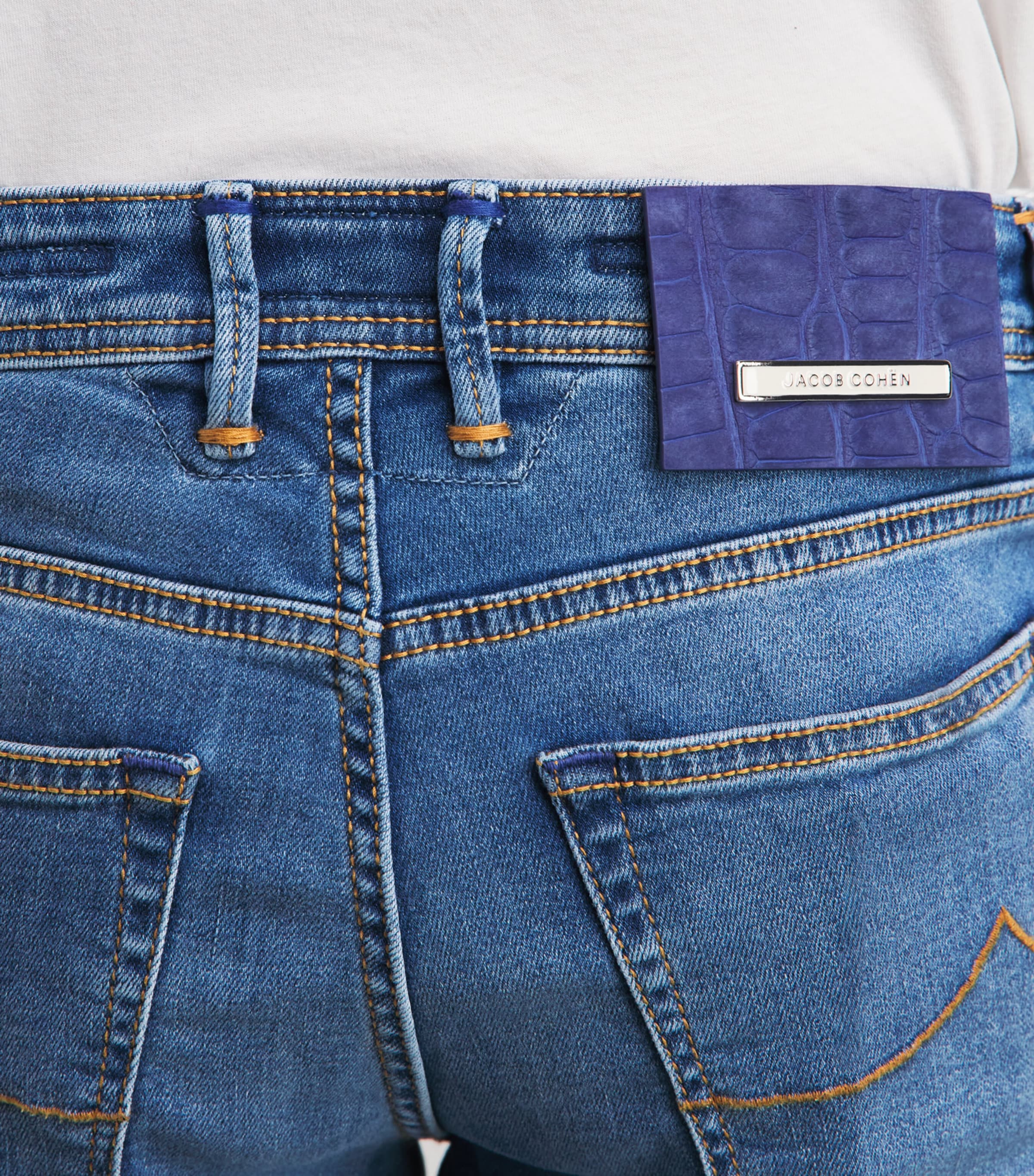 JACOB COHEN デニム JACOB COHËN Blue Crocodile Leather Patch Straight Jeans | Harrods US