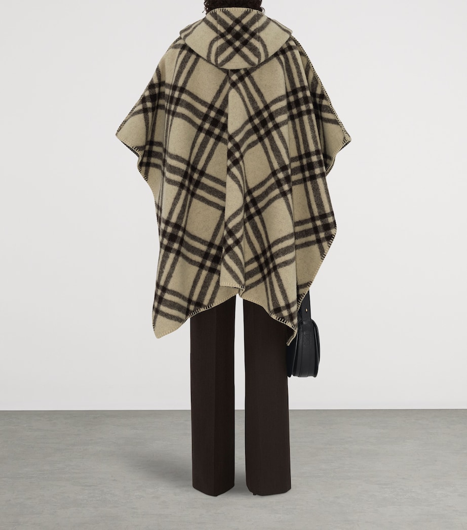 Wool Reversible Check Hooded Cape CANDLE Image 4