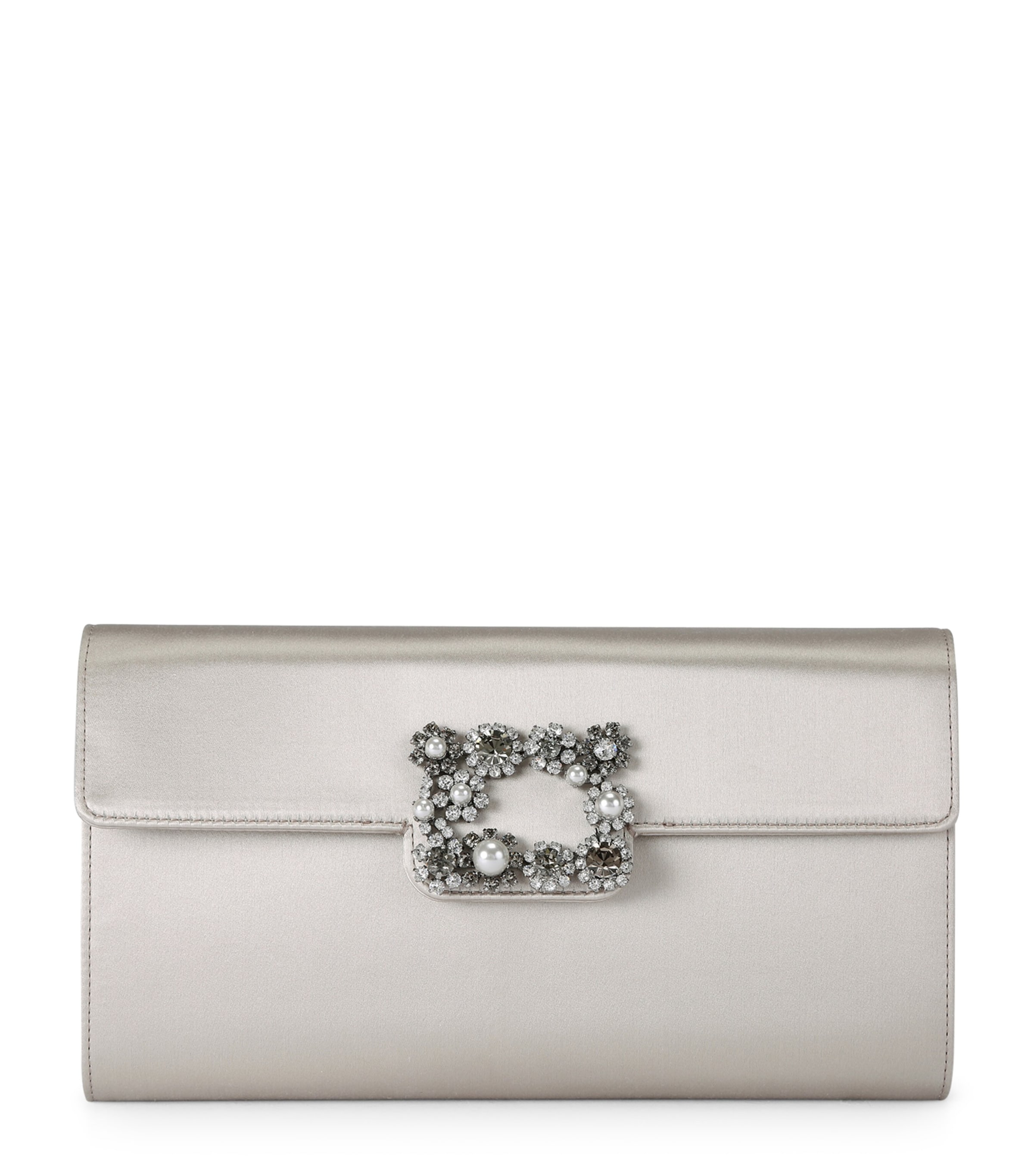 Satin Efflorescence Envelope Clutch Bag BEIGE Image 1