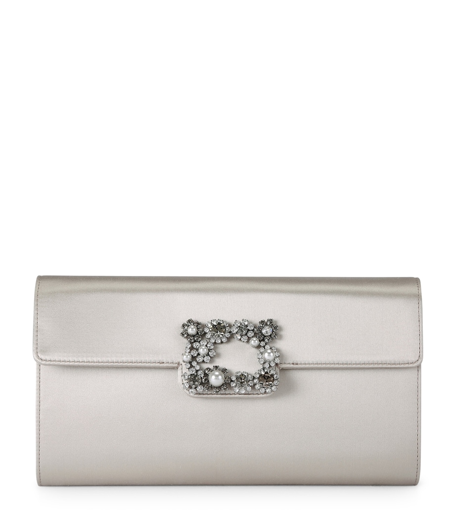 Satin Efflorescence Envelope Clutch Bag BEIGE Image 1