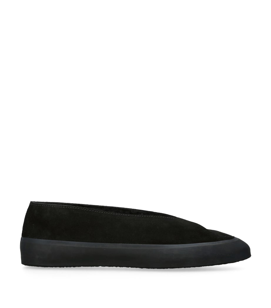Suede-Shearling Apres Ski Flats BLACK Image 1