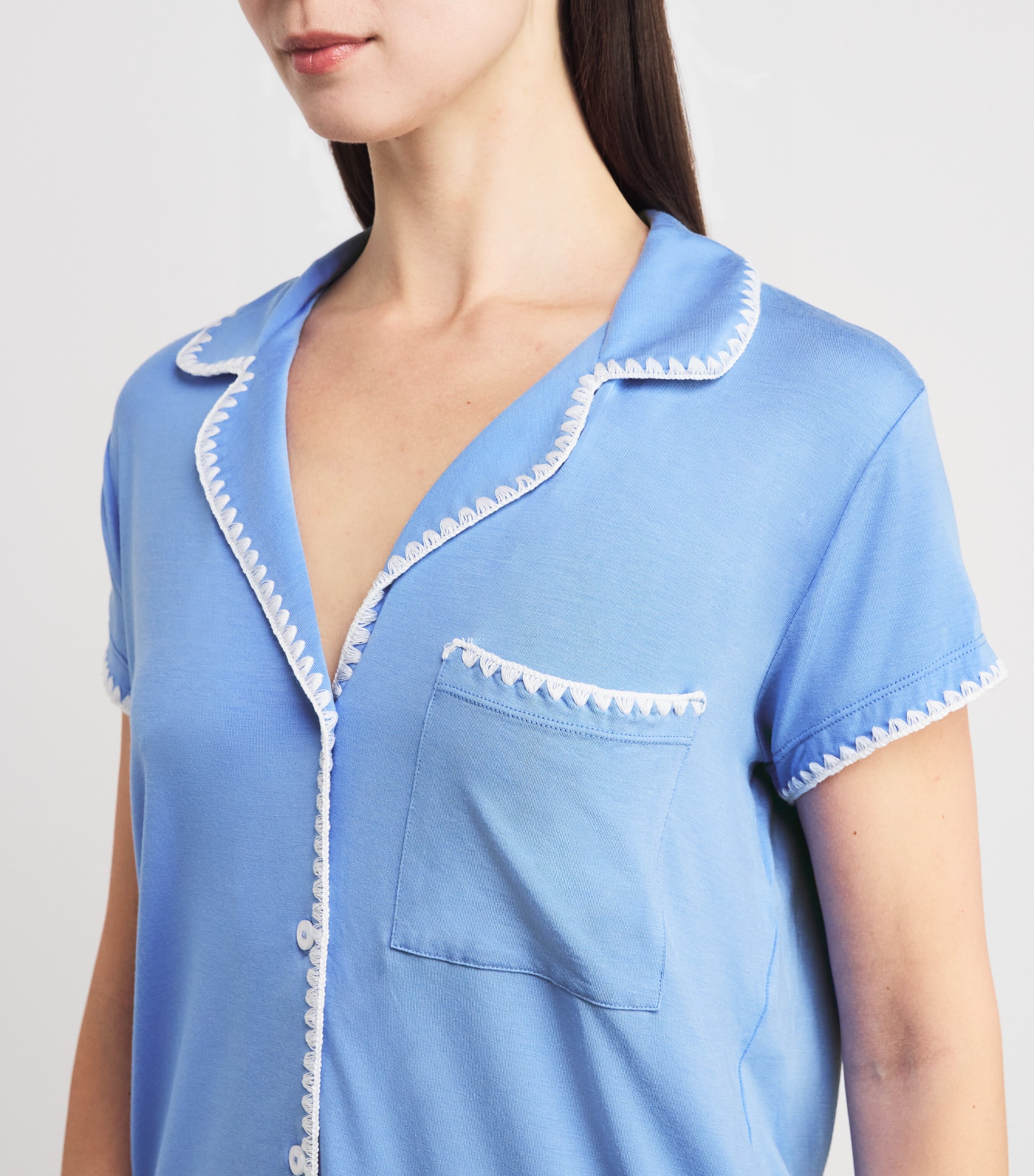 Frida Short Pyjama Set CO/WH CORNFLOWR BLUE Image 4