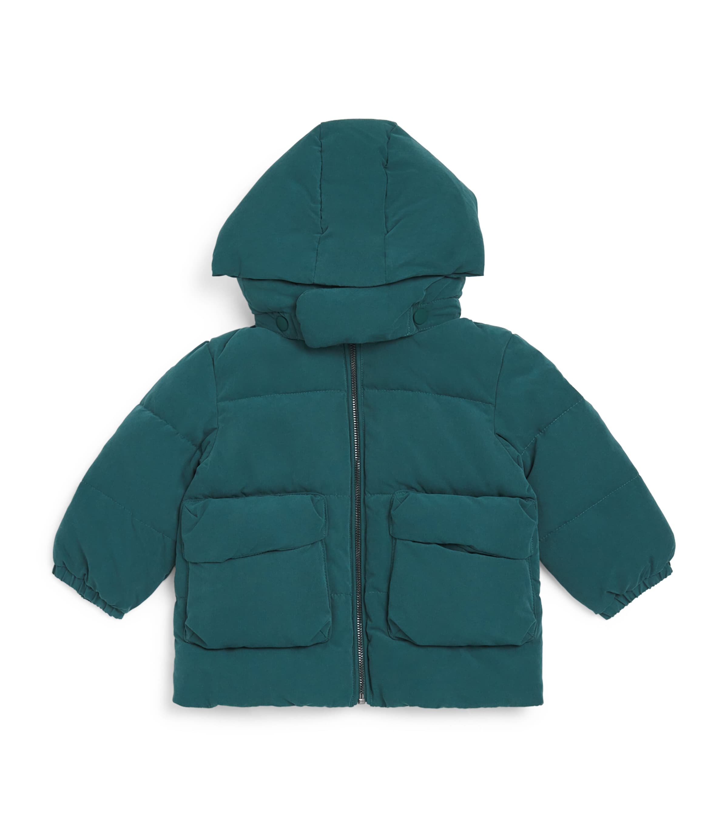 Emporio Armani Hooded Quilted Puffer Jacket In Green