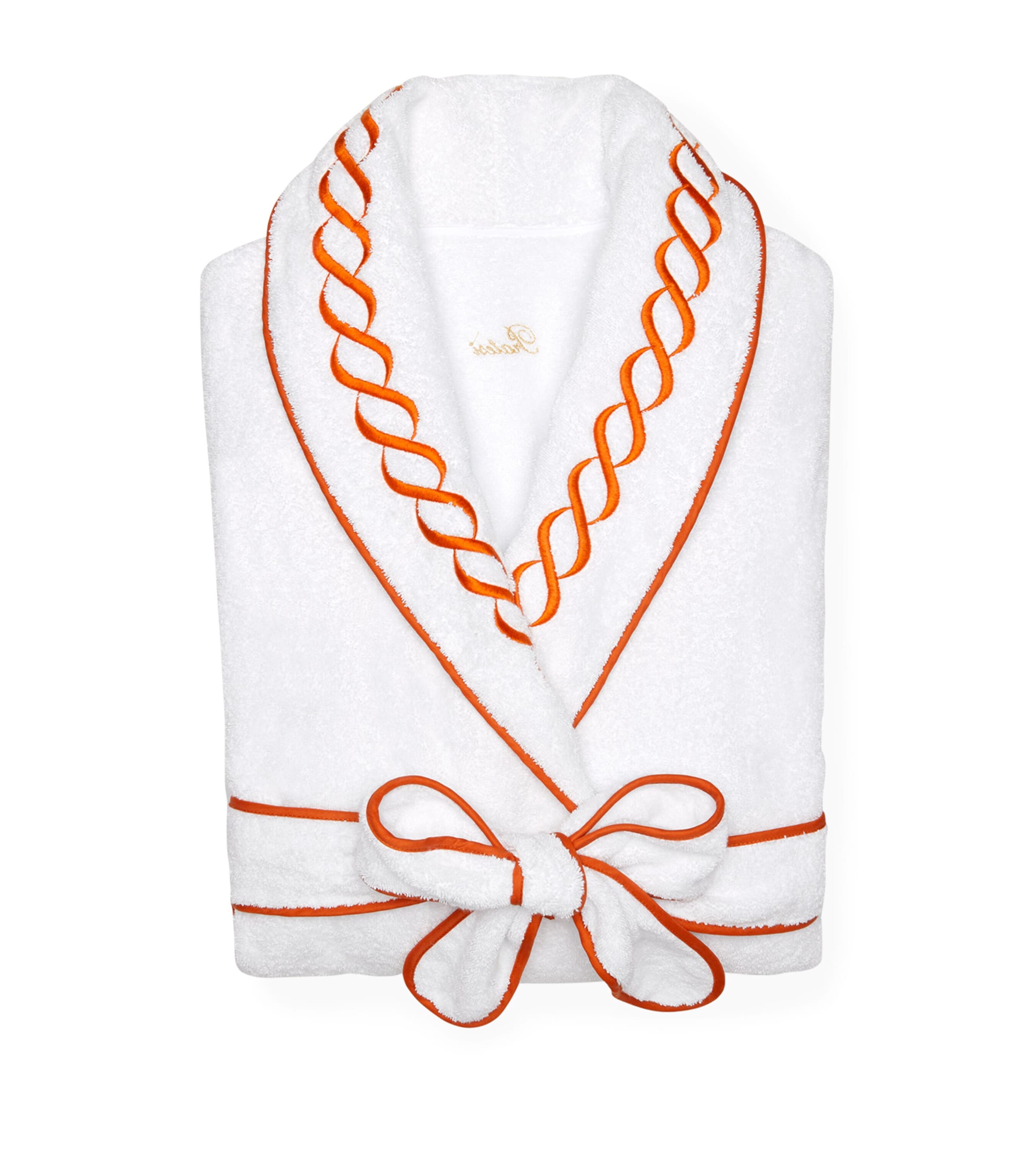 Cotton Treccia Bathrobe (Extra Small) WHITE/ORANGE Image 2