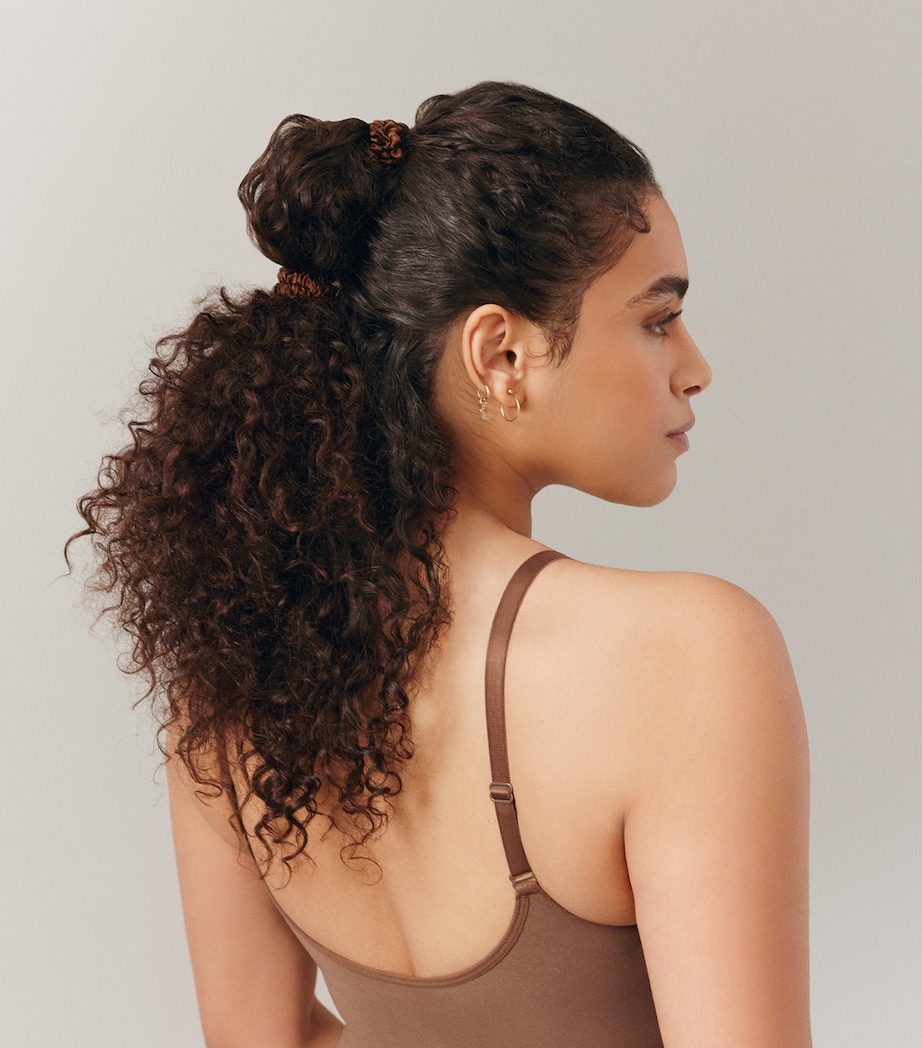 Pure Silk Skinny Scrunchies (Set of 4) DARK BROWN Image 4