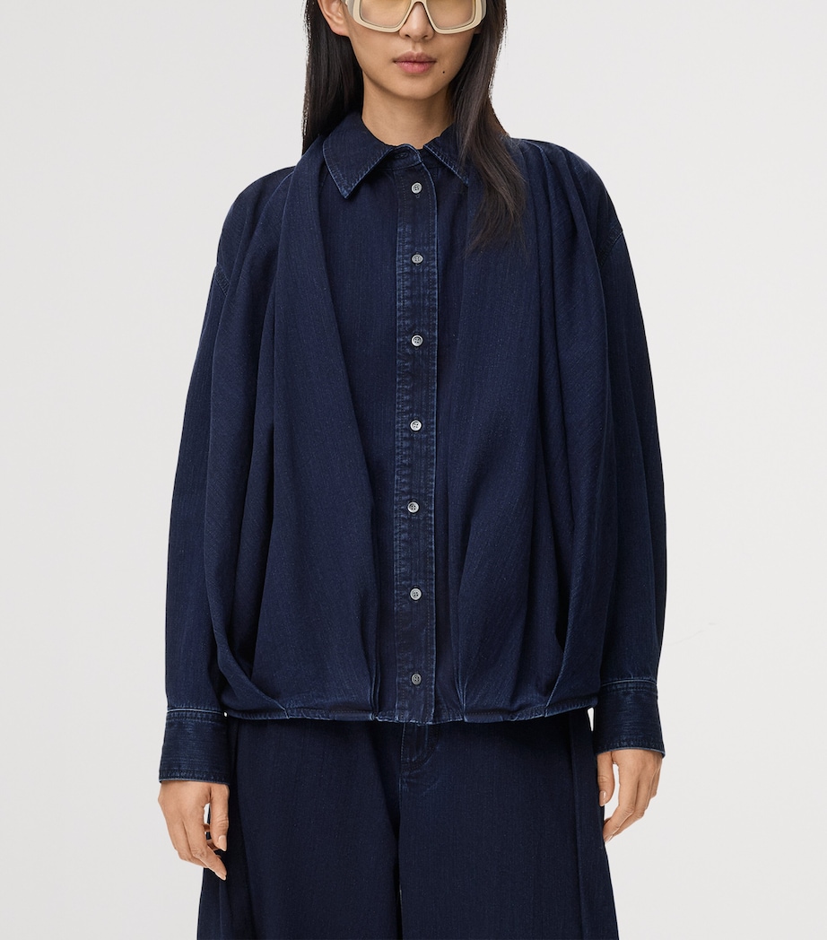 Denim Draped Shirt DARK INDIGO Image 3