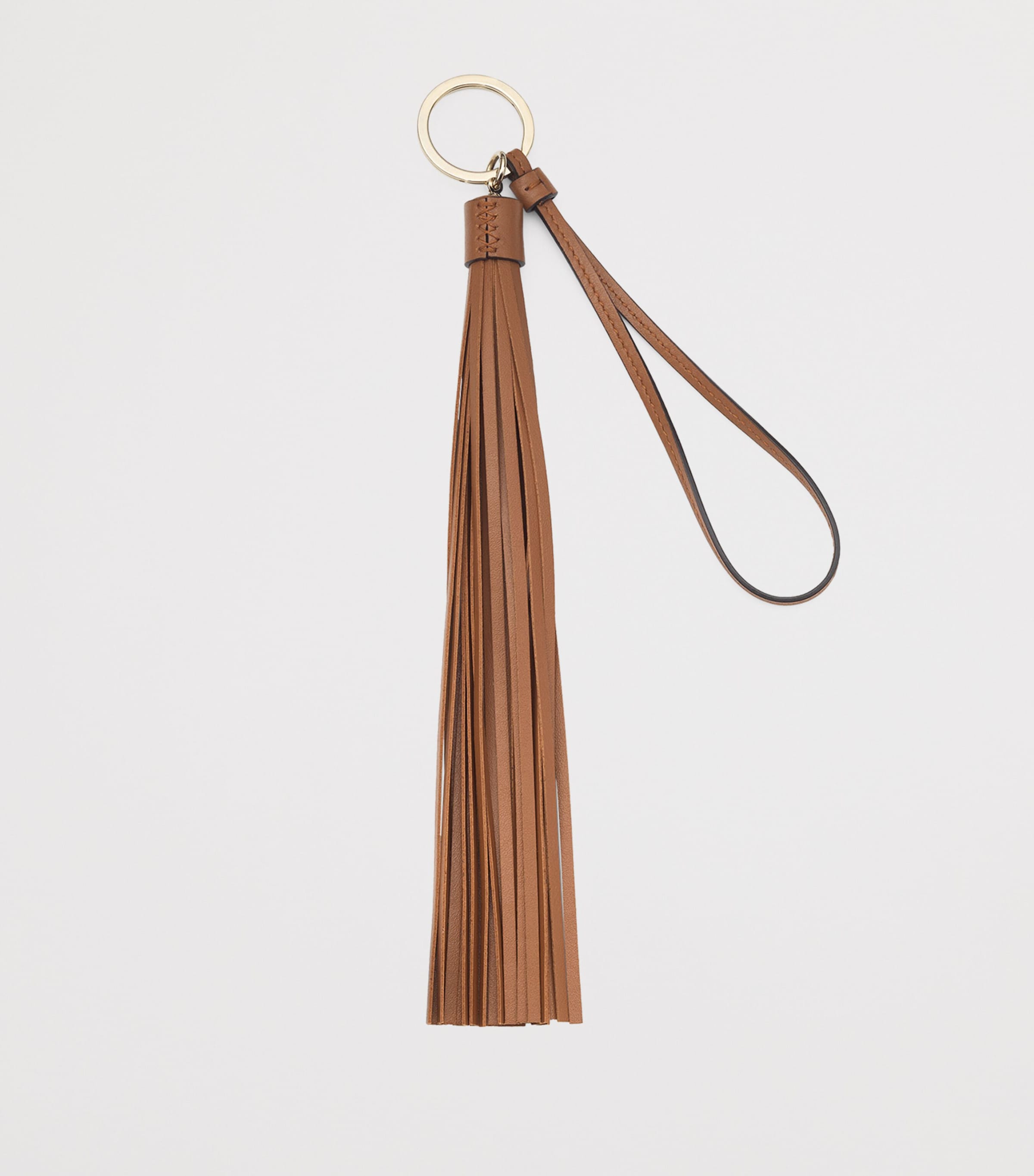 Tassel Leather Keyring Charm TAN/LIGHT GOLD Image 3