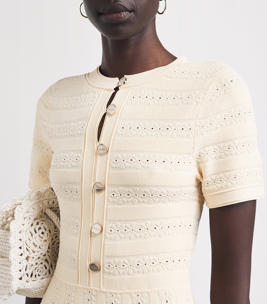 Sandro Paris Womens Knitted Button-Up Mini Dress Vanilla Image 3