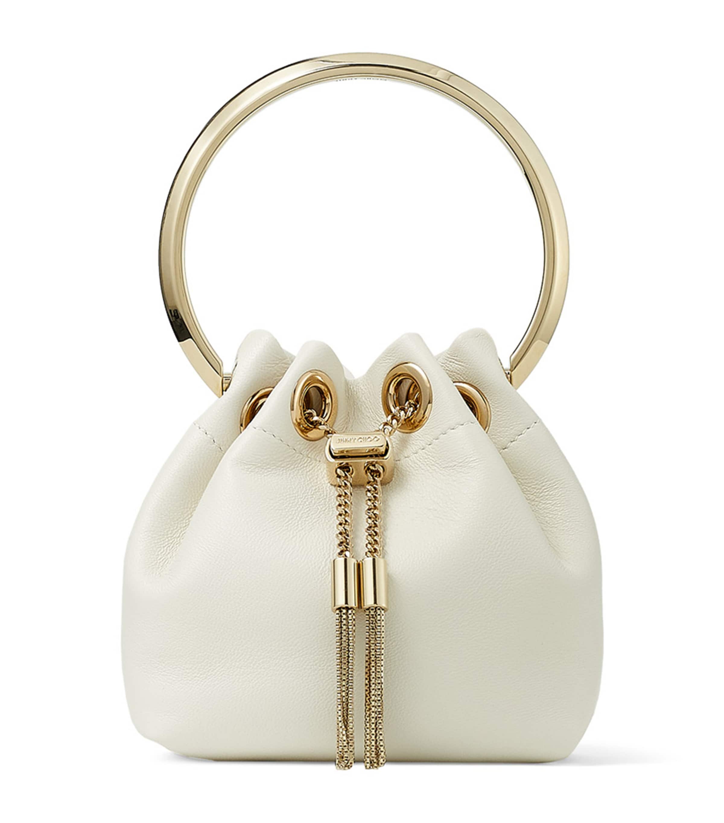 Jimmy Choo Mini Bon Bon Bucket Bag In White