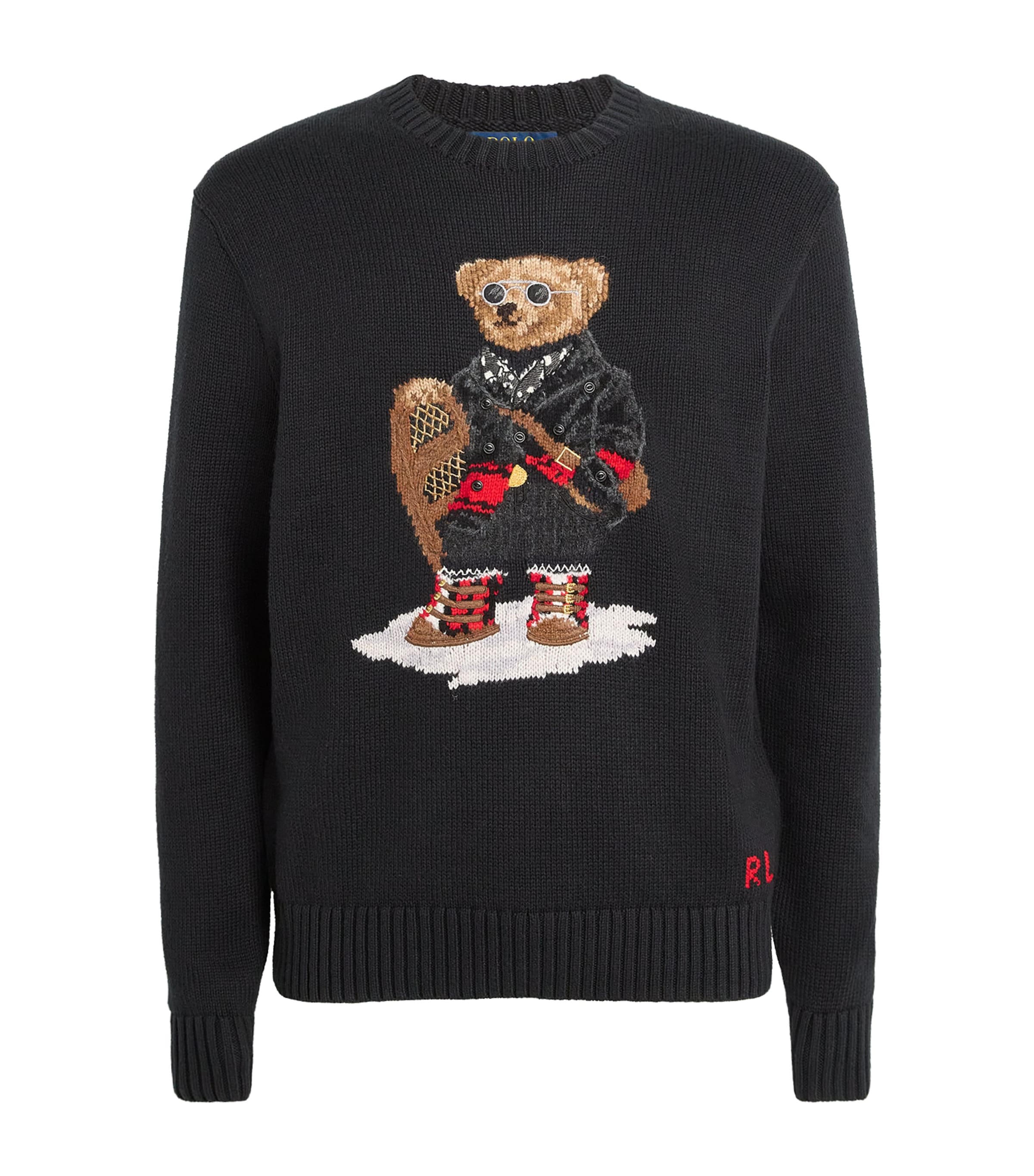 Polo Ralph Lauren Mens Cotton-Cashmere Holiday Bear Sweater Black Image 1