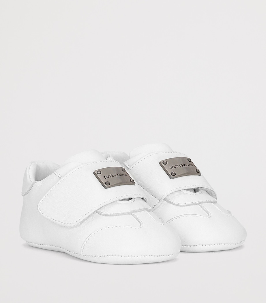 Dolce&Gabbana Kids Leather Logo Plaque Sneakers White Image 2