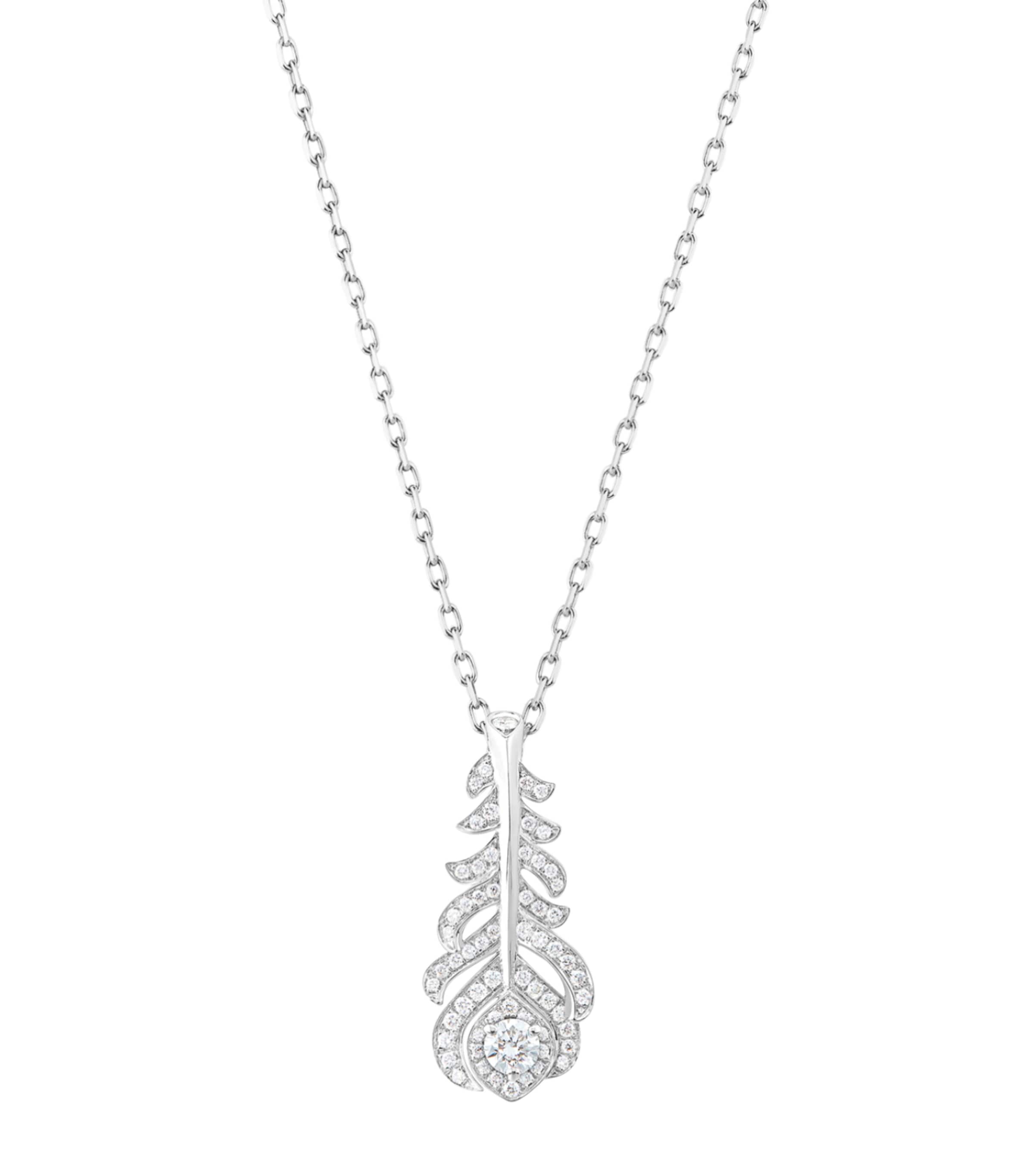 Boucheron XS White Gold and Diamond Plume de Paon Necklace Yellow Gold Image 4