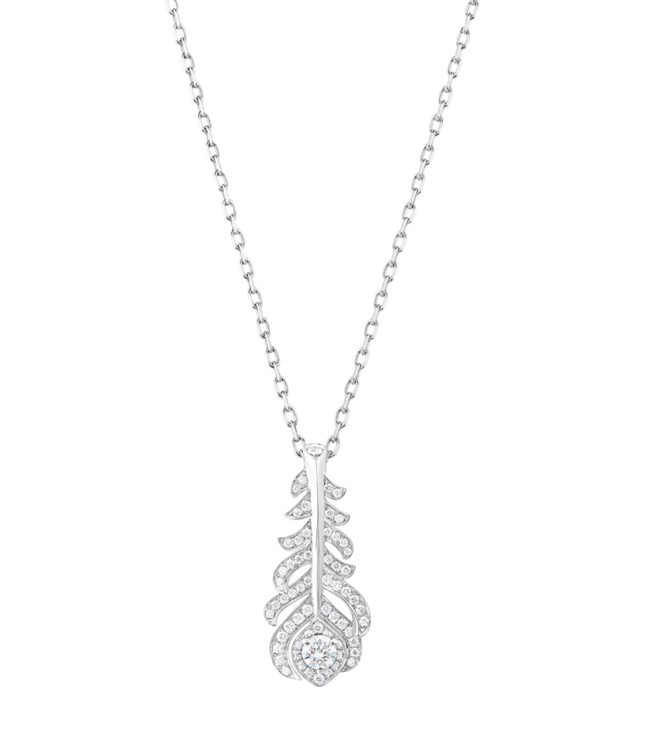 Boucheron XS White Gold and Diamond Plume de Paon Necklace Yellow Gold Image 4