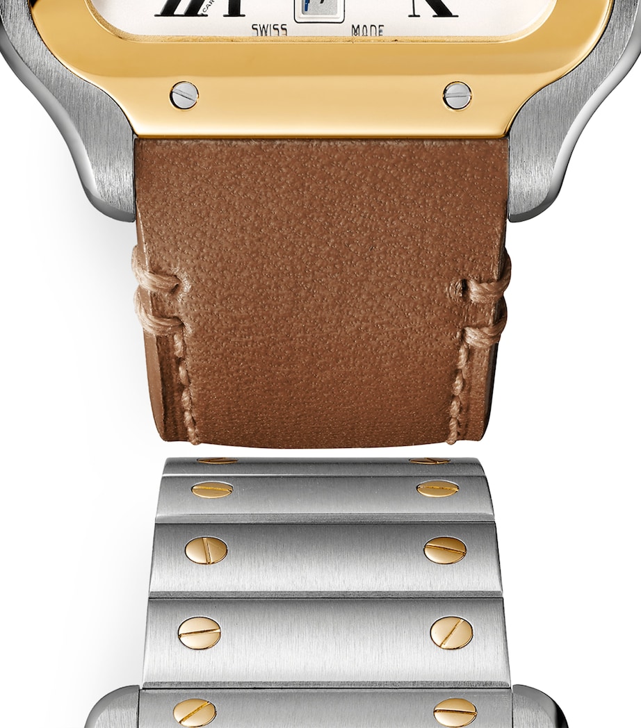 Stainless Steel and Yellow Gold Santos de Cartier Watch 39.8mm WHITE Image 8