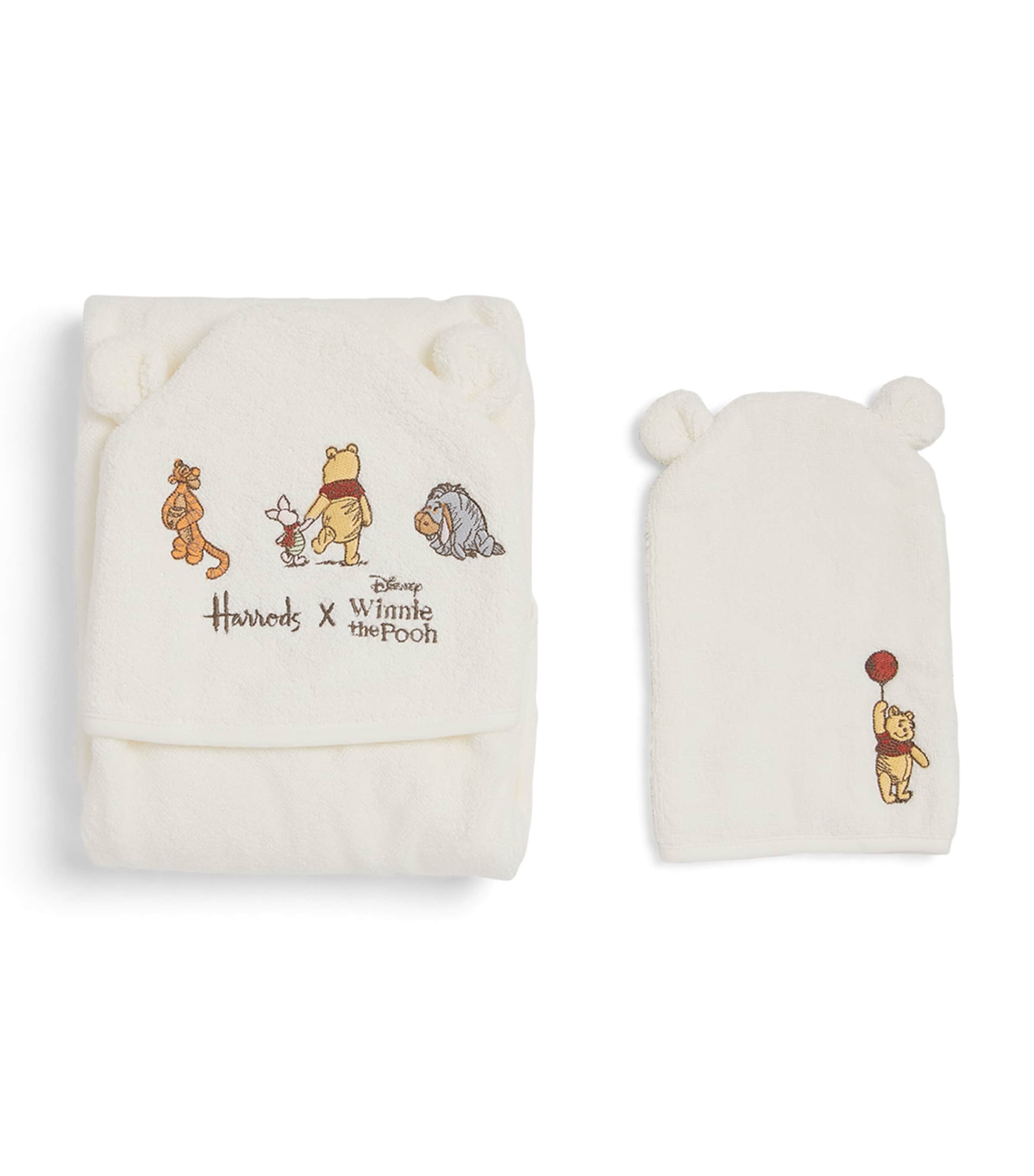 HARRODS X WINNIE THE POOH TOWEL AND BATH MITT SET