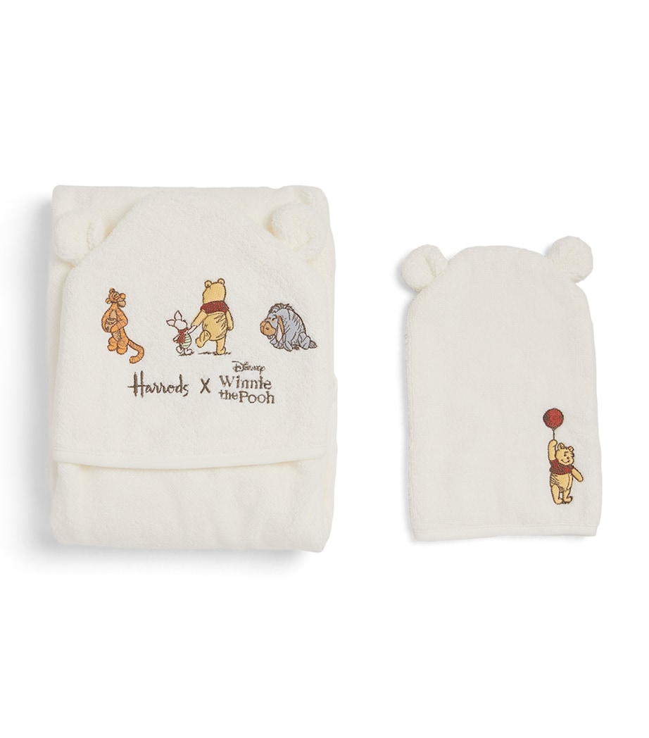 x Winnie The Pooh Towel and Bath Mitt Set WHITE Image 1