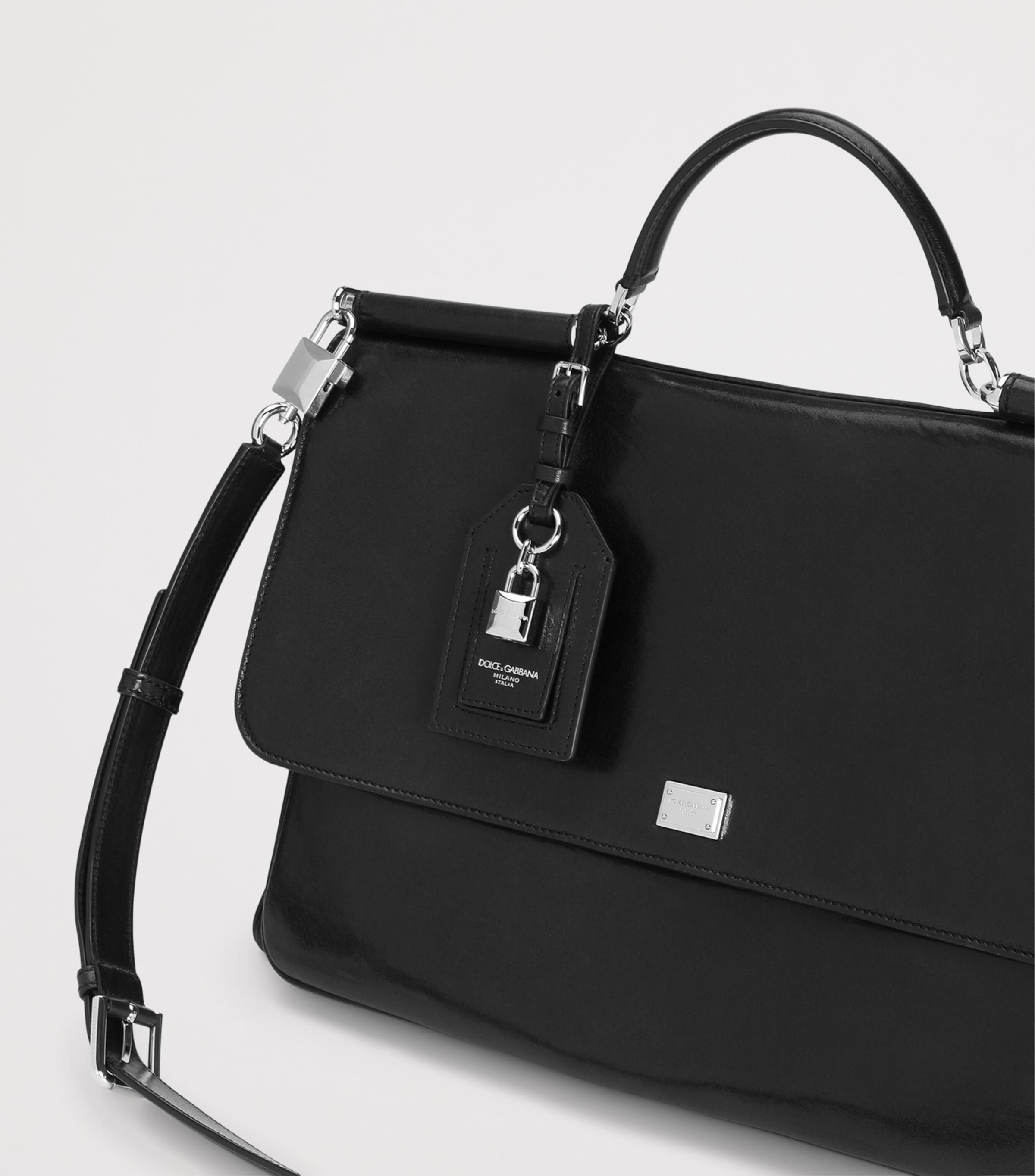 Dolce&Gabbana Leather My Sicily Top-Handle Bag Black Image 6