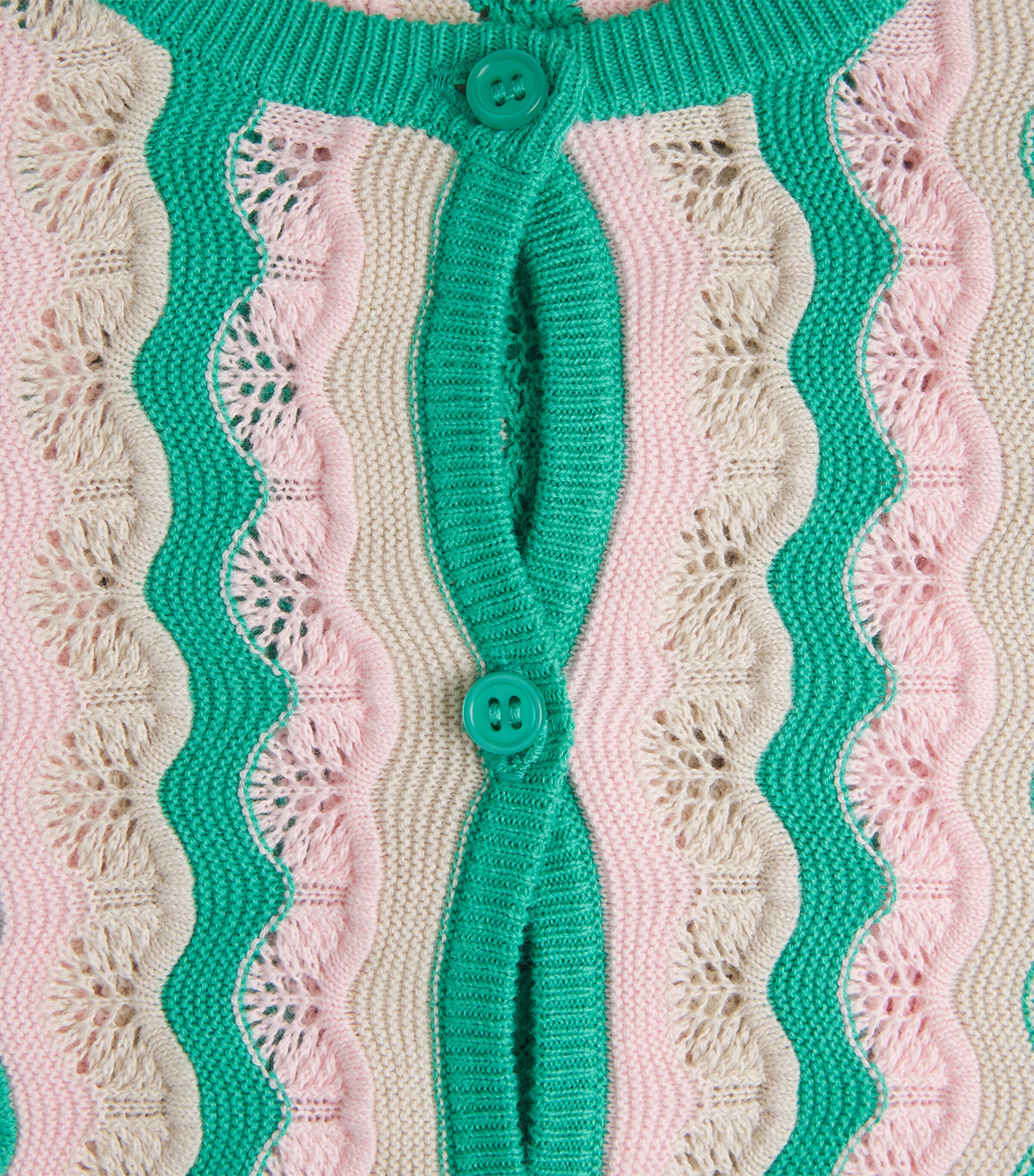 MOTHER Womens Cotton Pointelle Stripe Cardigan Poi Green Pink Combo Image 6