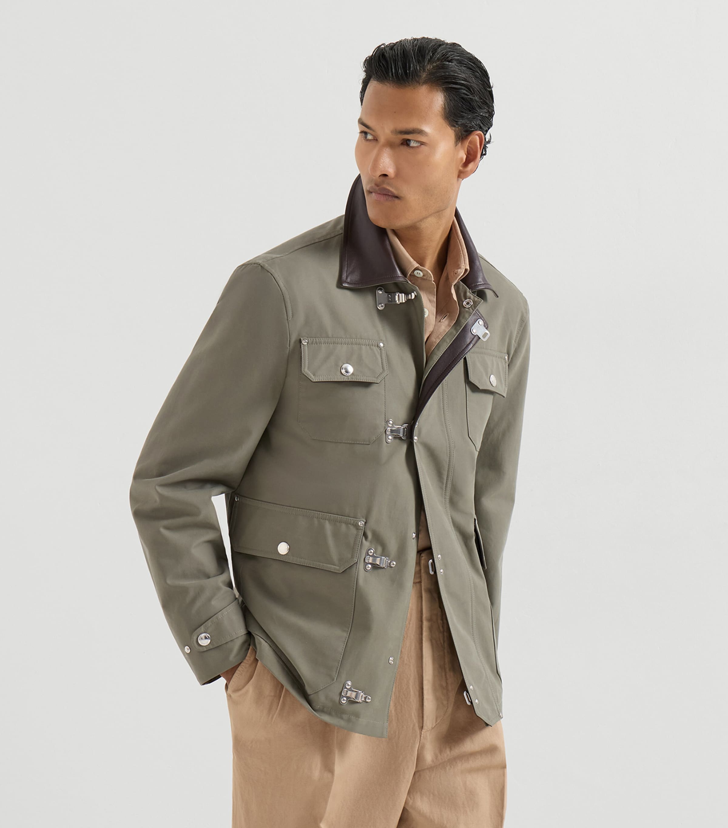 Brunello Cucinelli Mens Cotton-Blend Gabardine Field Jacket Image 3