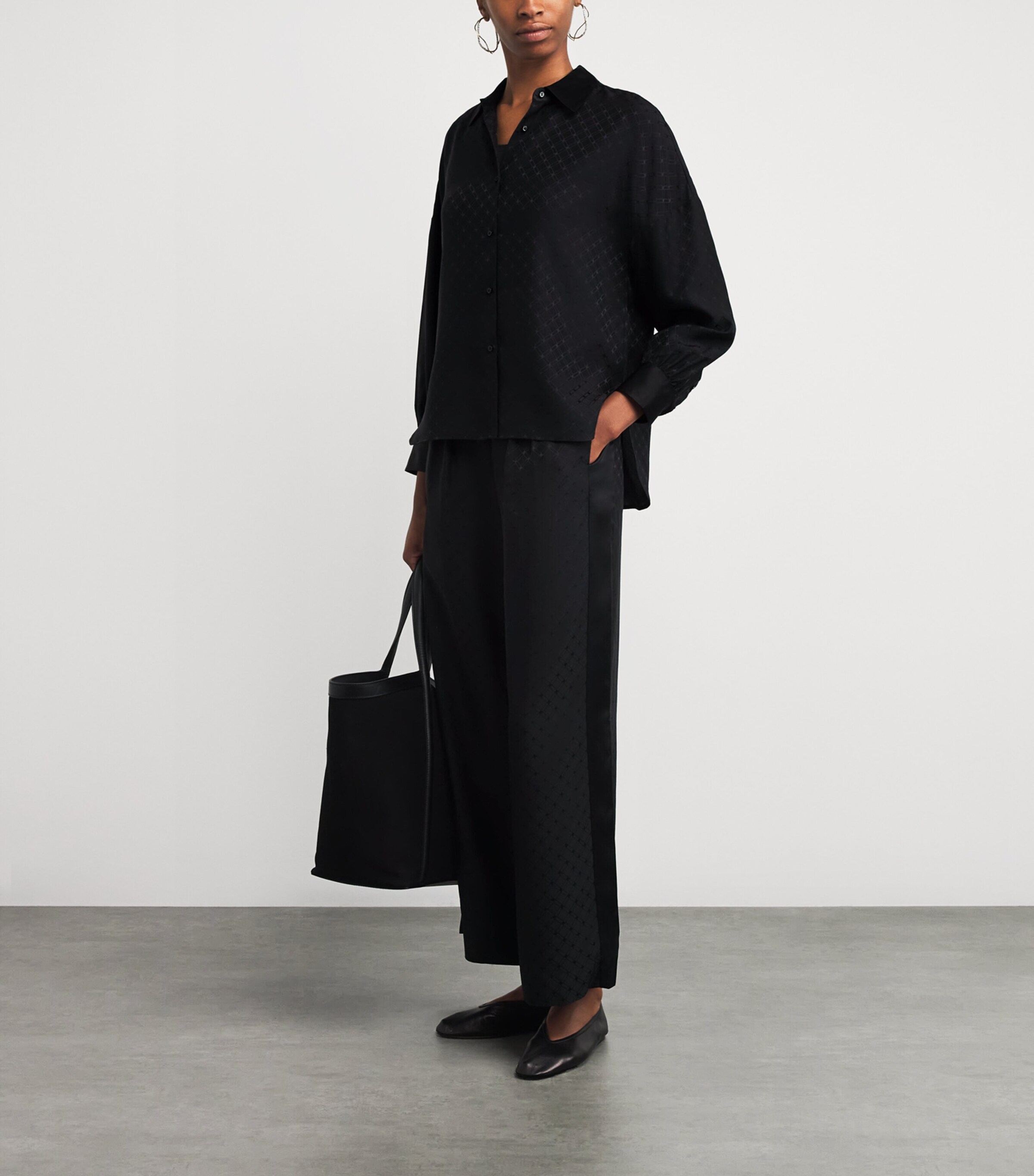 Silk Jacquard Splendeur Wide-Leg Trousers 1001 NOIR Image 2