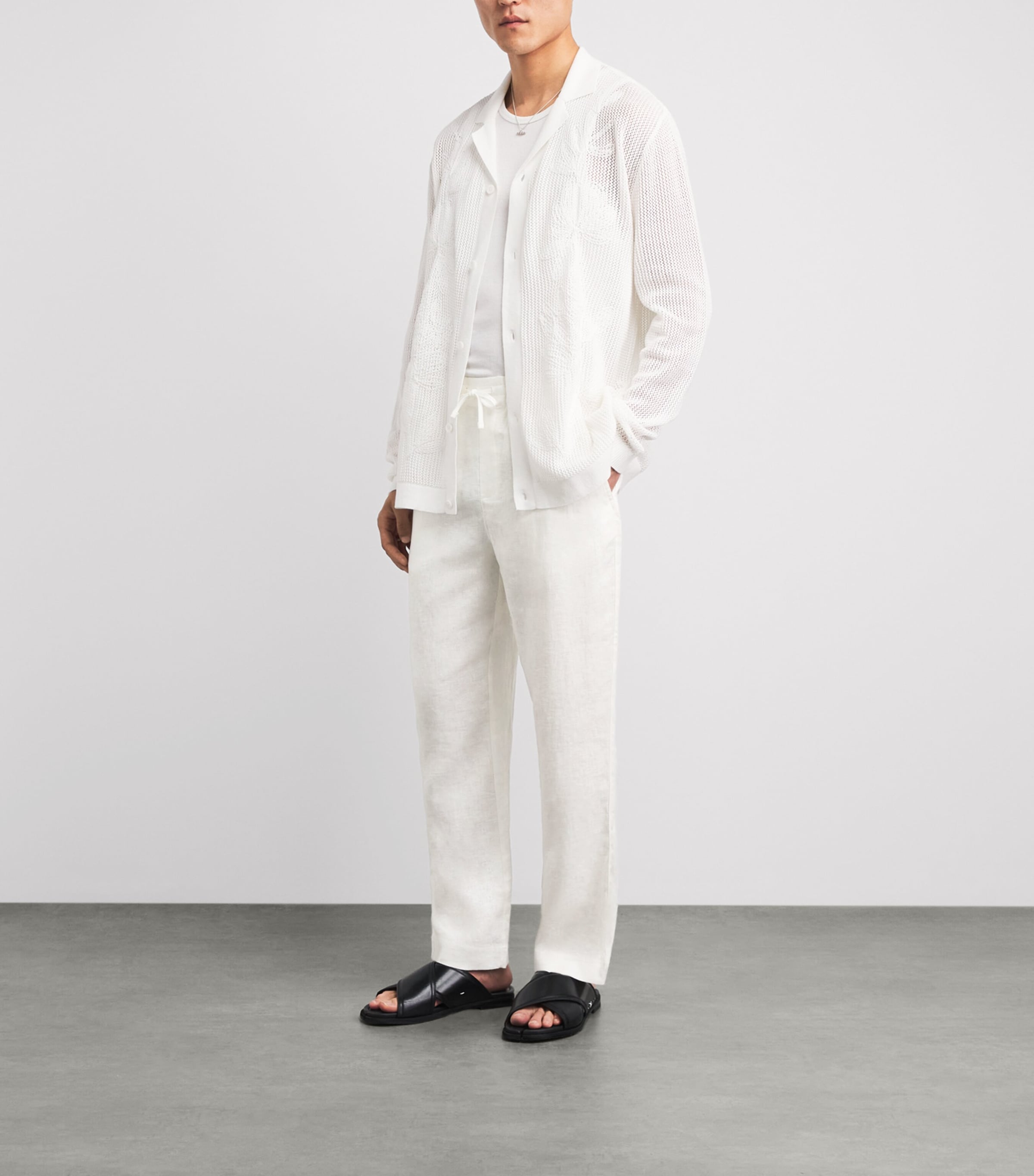 CHÉ Mens Linen Avila Drawstring Chinos White Image 2