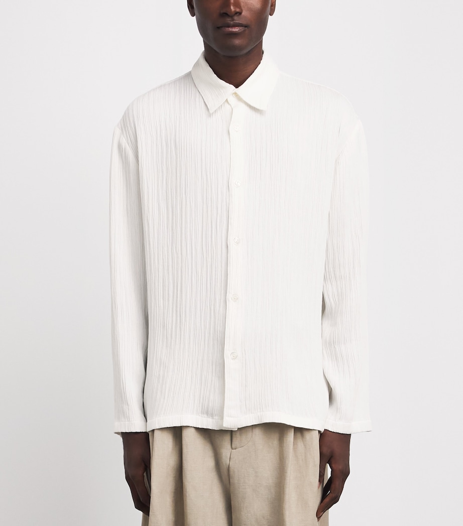 Sandro Paris Mens Loose Fit Crinkle Shirt White Image 4