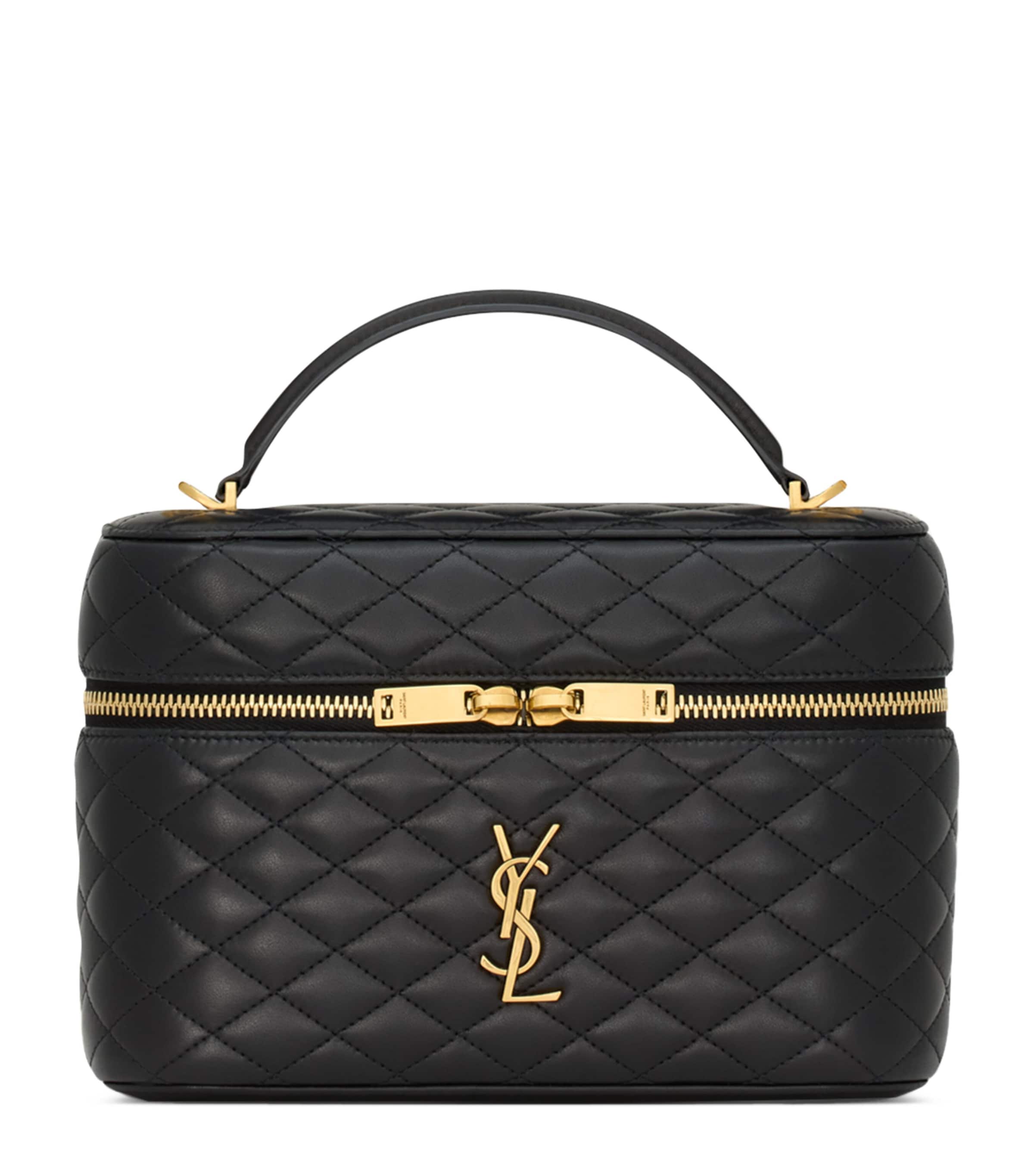 Saint Laurent Large Lambskin Gabby Vanity Shoulder Bag In Black
