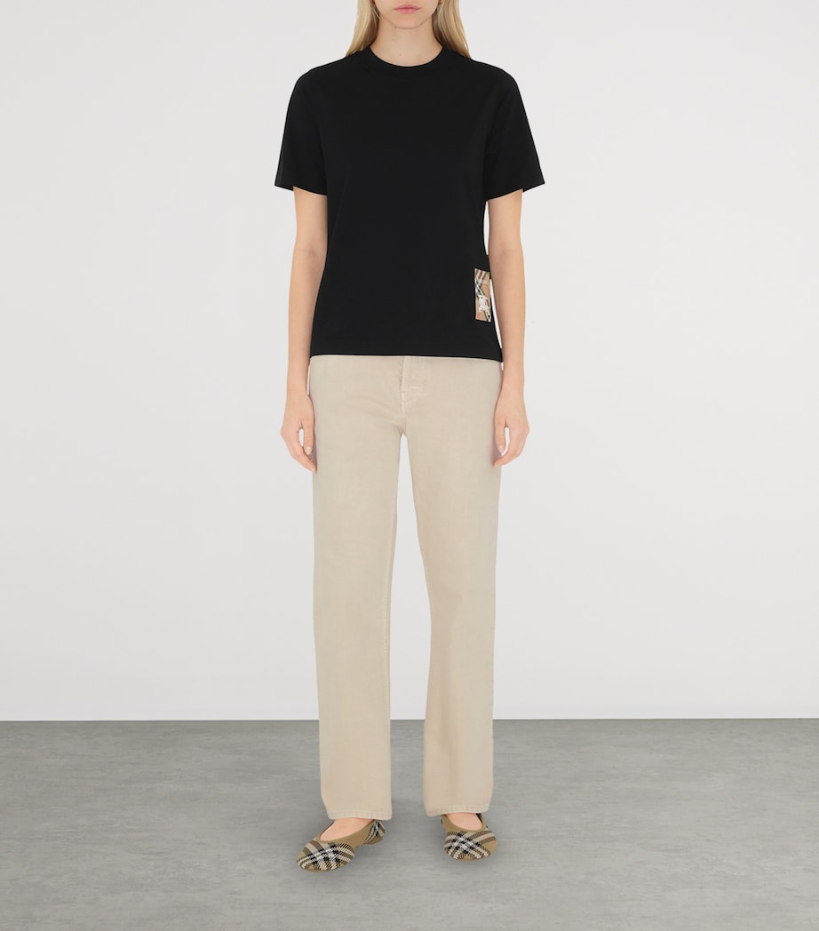 Cotton Check Label T-Shirt BLACK Image 2