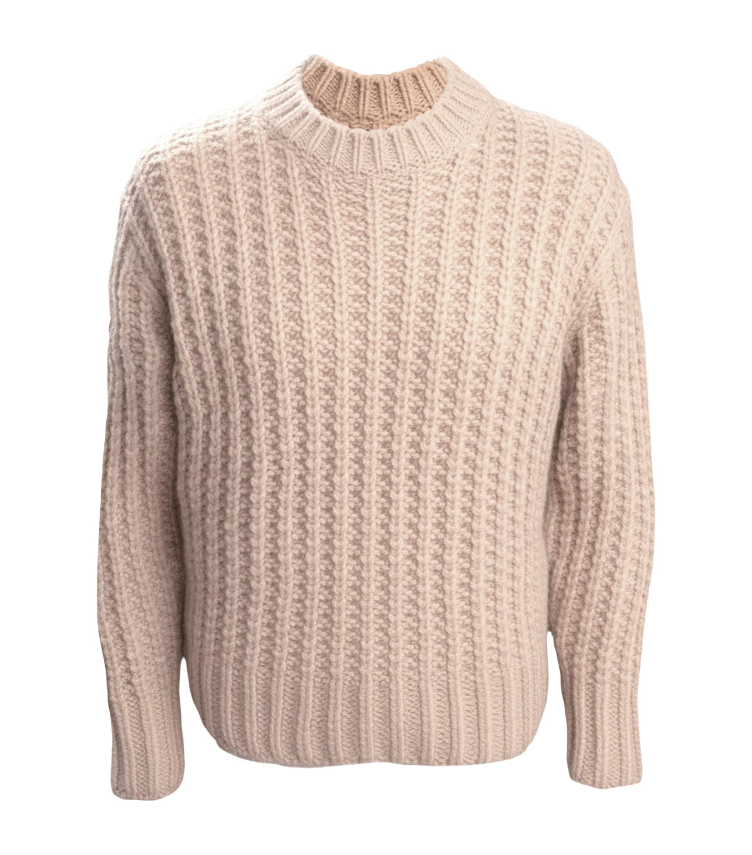 Alan Scott Mens Cashmere Feather Knit Sweater Natural/black Image 1
