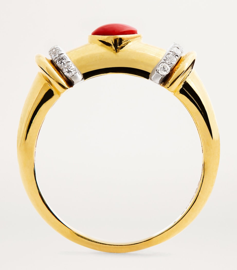 Yellow Gold, Diamond and Coral Lot N*91 Ring YELLOW GOLD Image 3