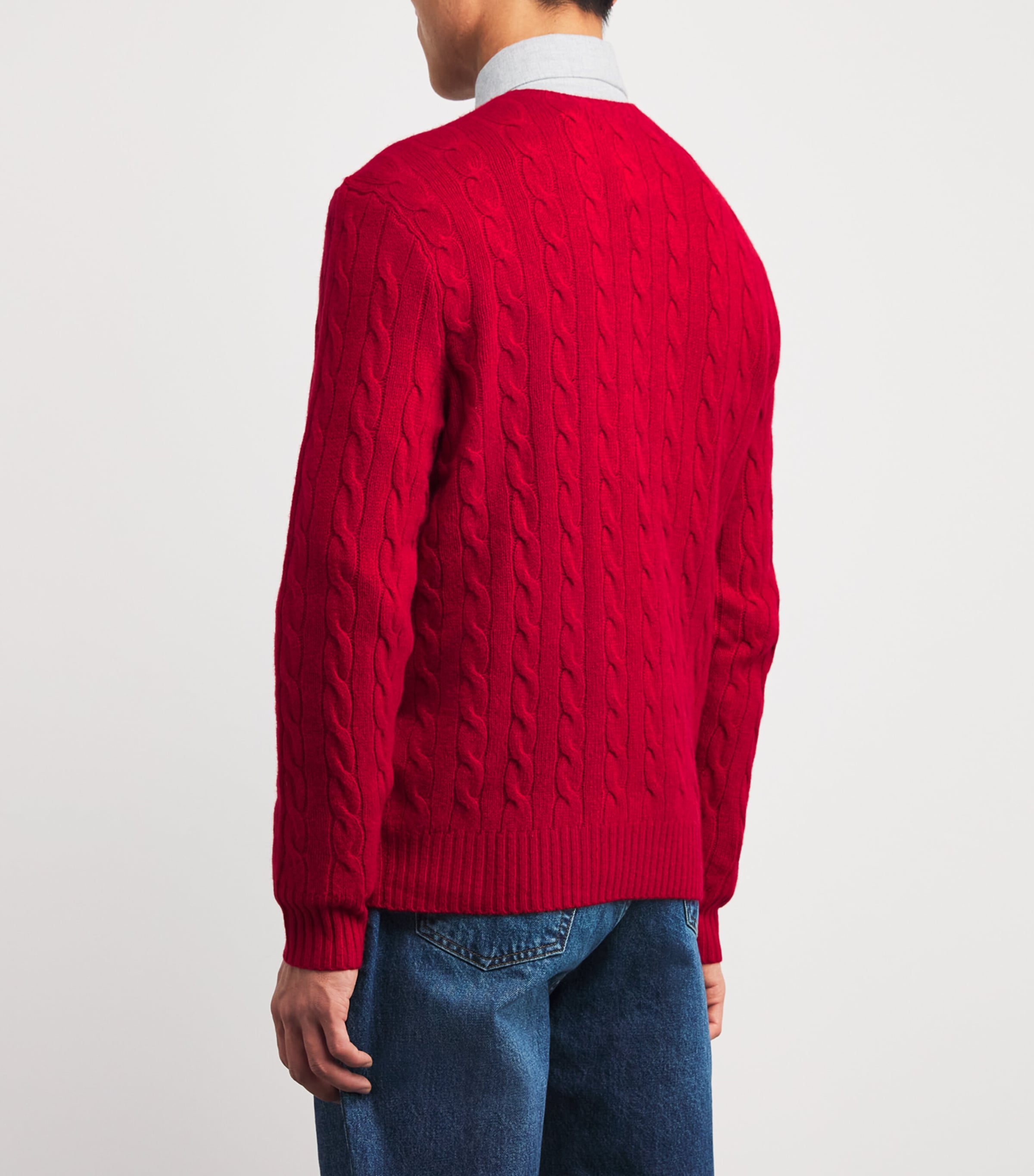Wool-Cashmere Cable-Knit Sweater RED Image 4