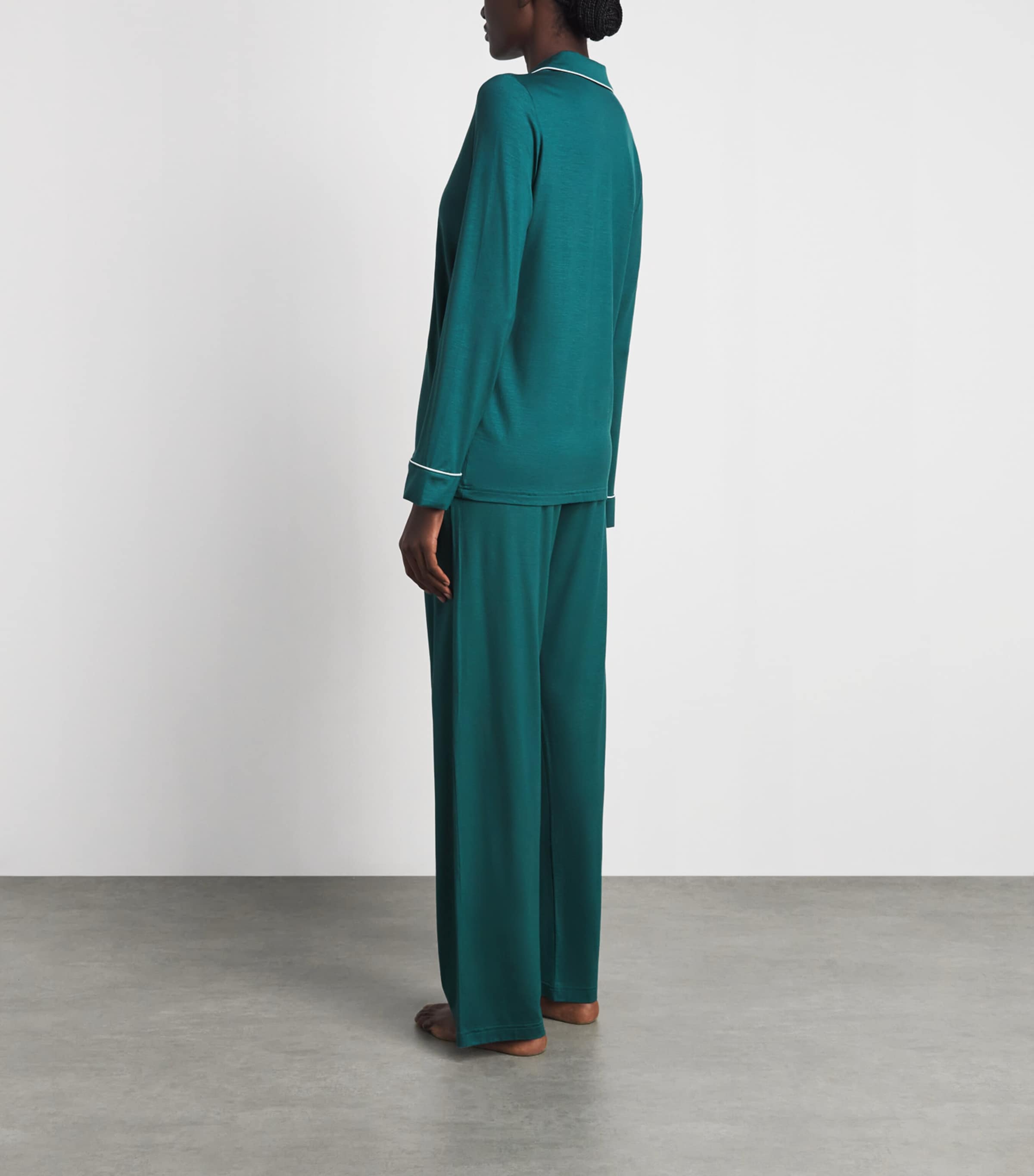Derek Rose Womens Modal-Blend Lara Pyjama Set Teal Image 4
