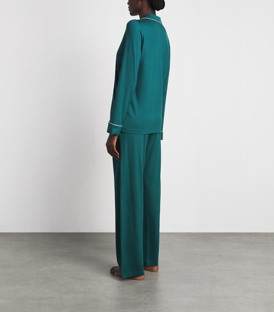 Derek Rose Womens Modal-Blend Lara Pyjama Set Teal Image 4
