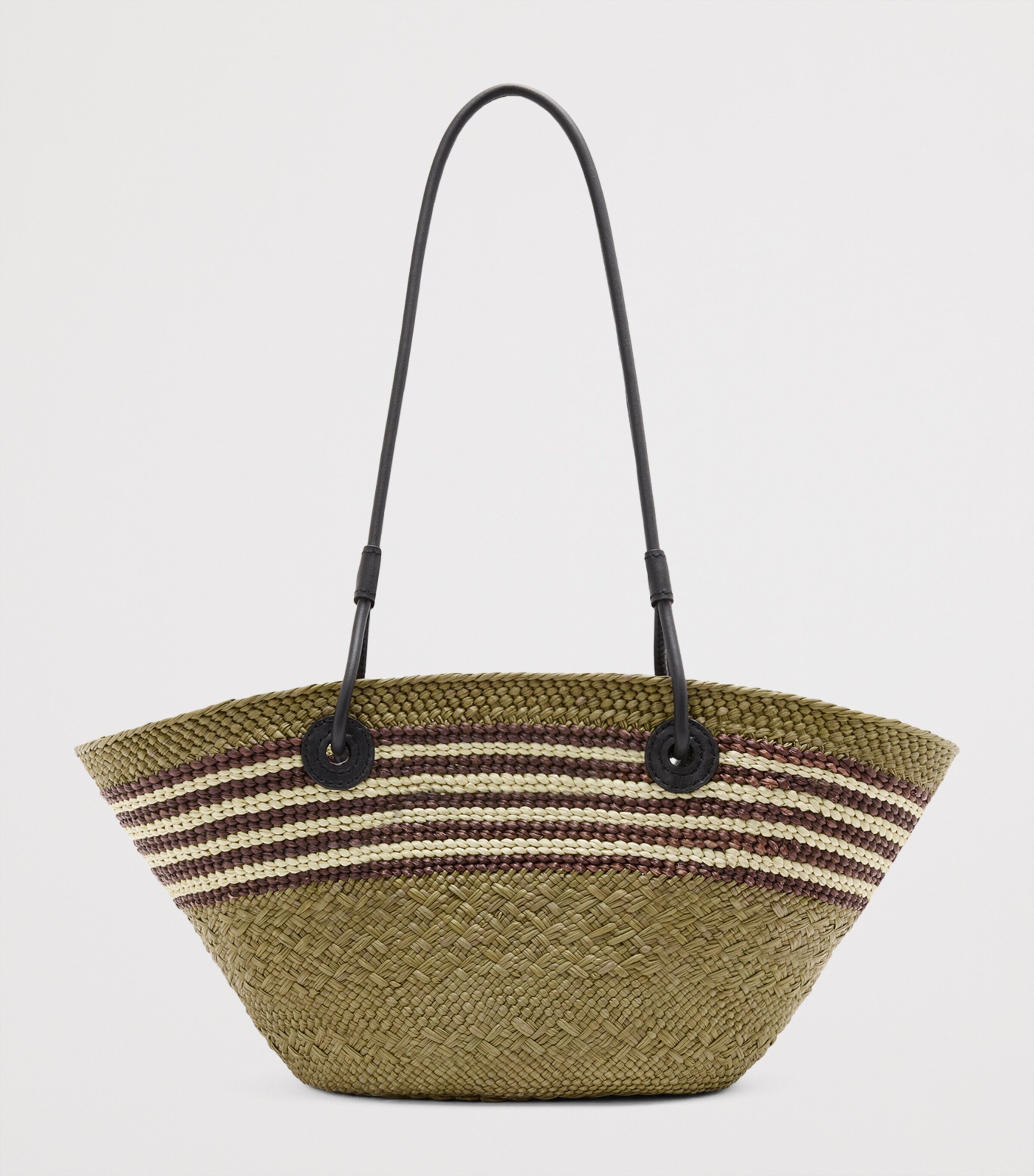 x Paula's Ibiza Anagram Basket Bag DARK KHAKI/BLACK Image 3