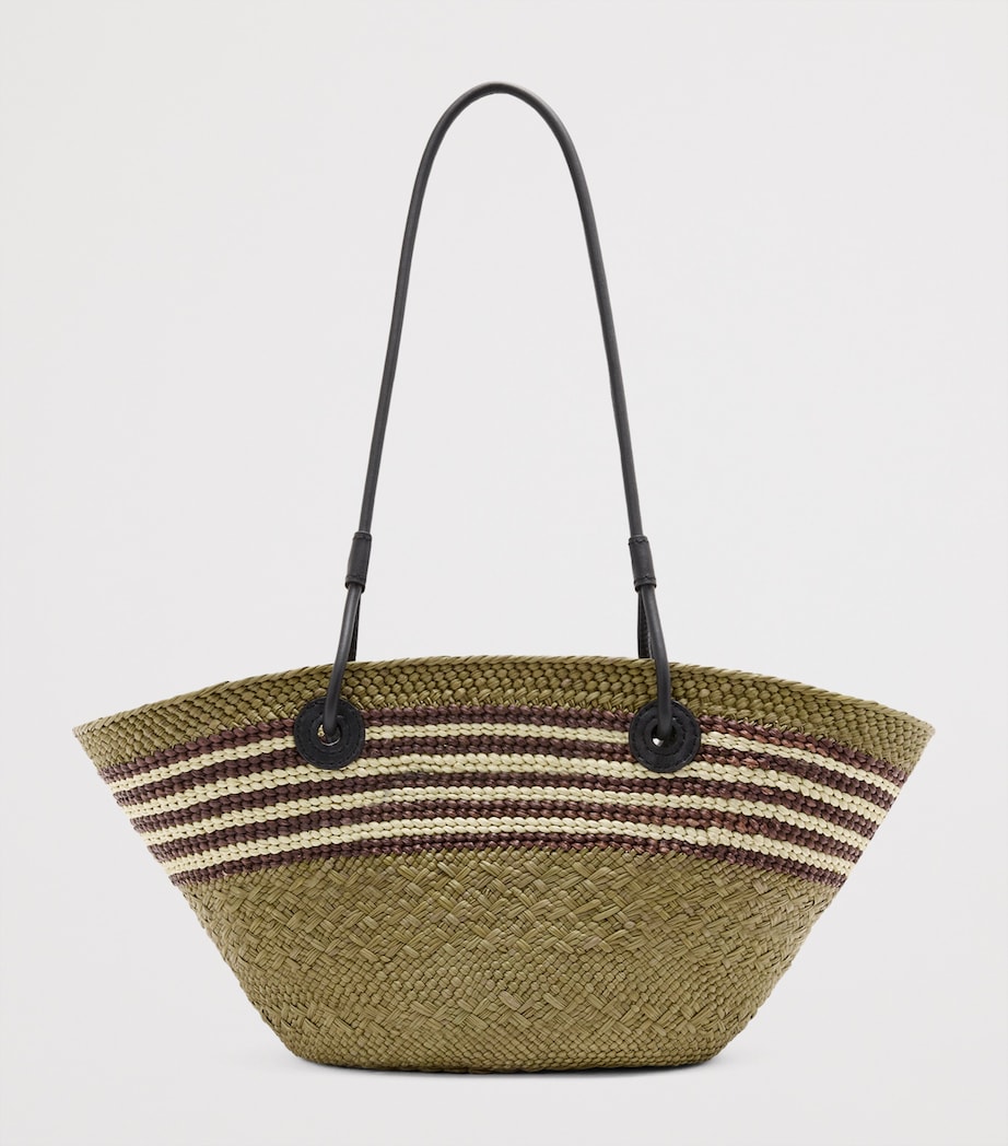 x Paula's Ibiza Anagram Basket Bag DARK KHAKI/BLACK Image 3