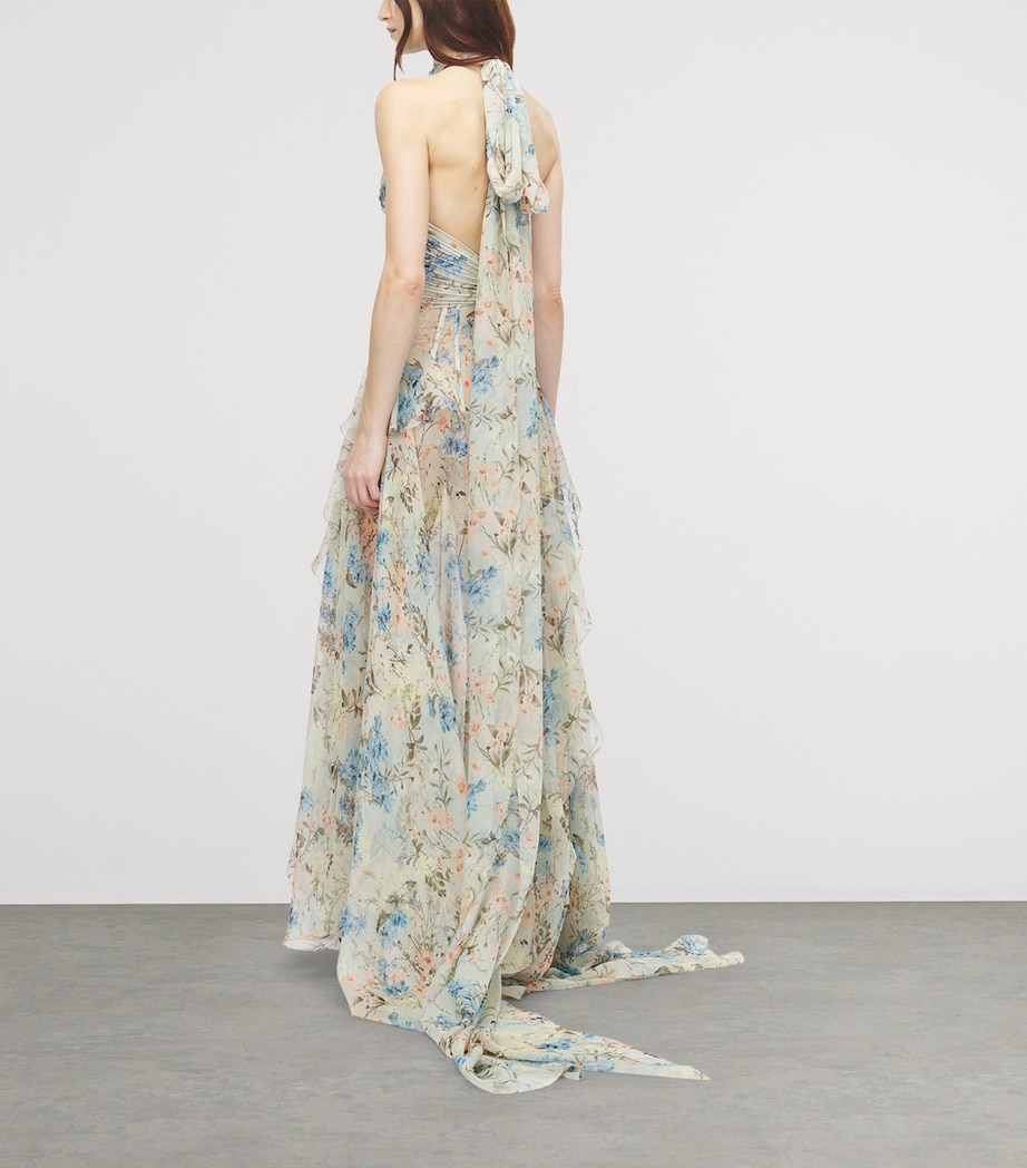 McQueen Womens Silk Floral Maxi Dress Image 3
