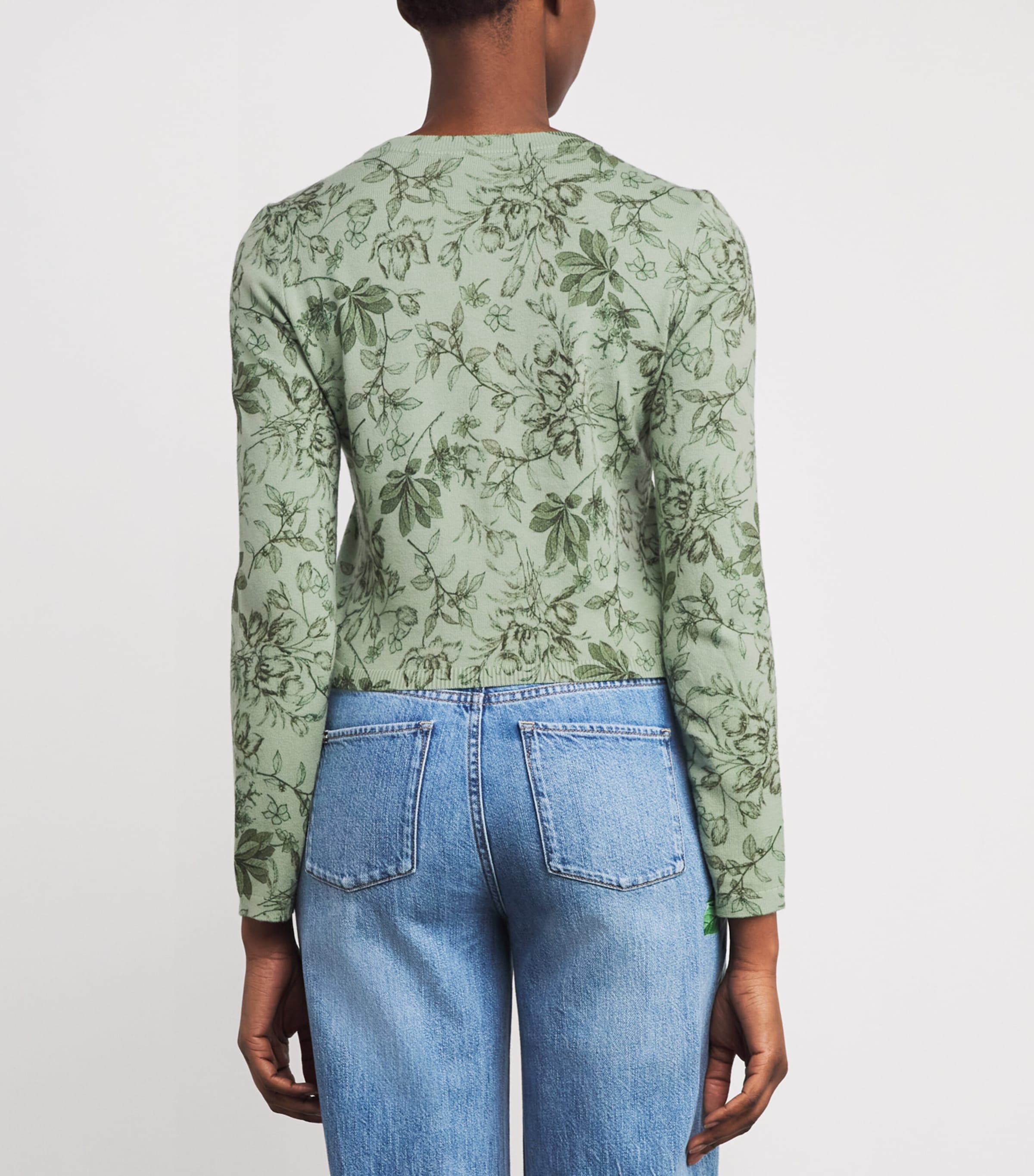 Alice+Olivia Womens Cotton Printed Carson Cardigan Grdn Sage Image 5