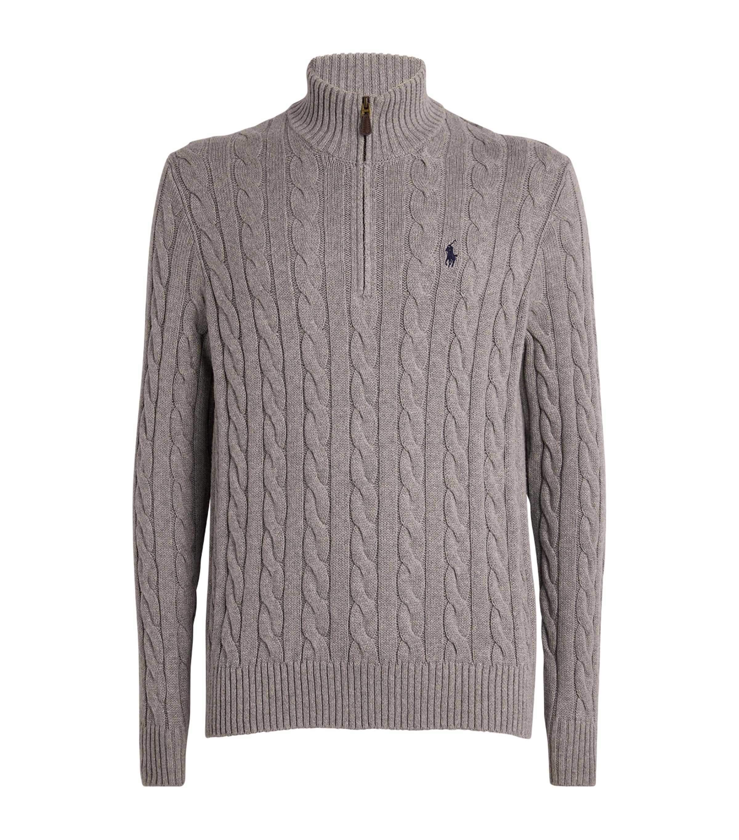 Polo Ralph Lauren Mens RL KNIT HZ CTTN CABLE W/PP Grey Image 1