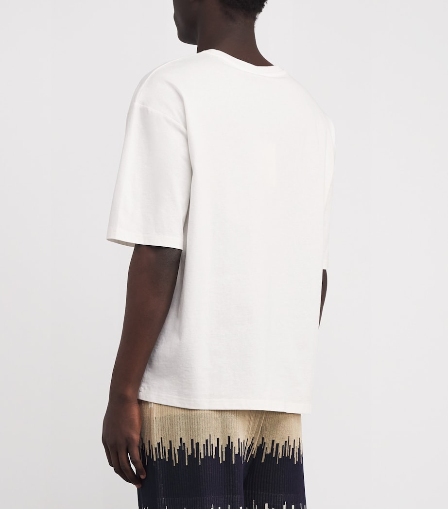 Cotton Floral Embroidery T-Shirt WHITE Image 4