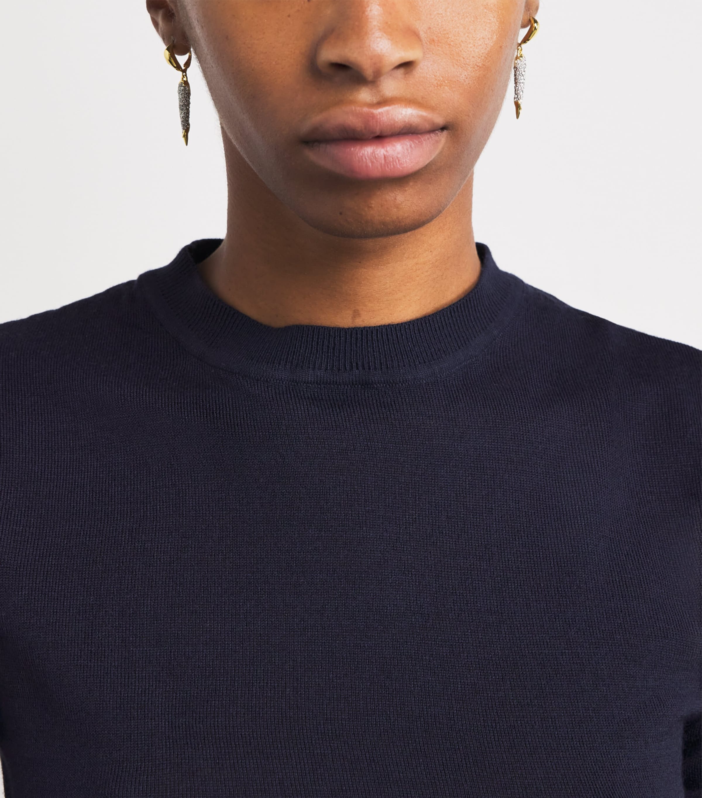 Wool-Blend Lace Collar Sweater NAVY Image 6