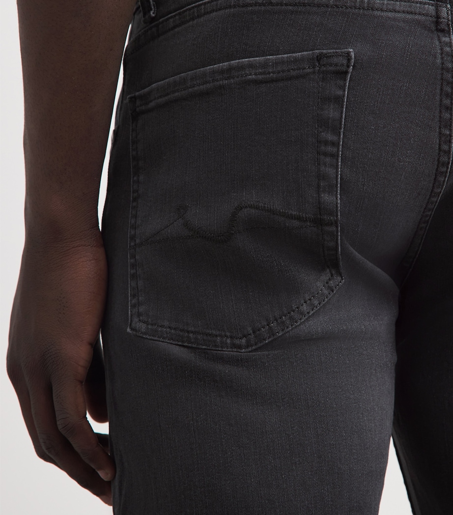 7 For All Mankind Mens Slimmy Lux Performance Plus Jeans Washed Black Image 3