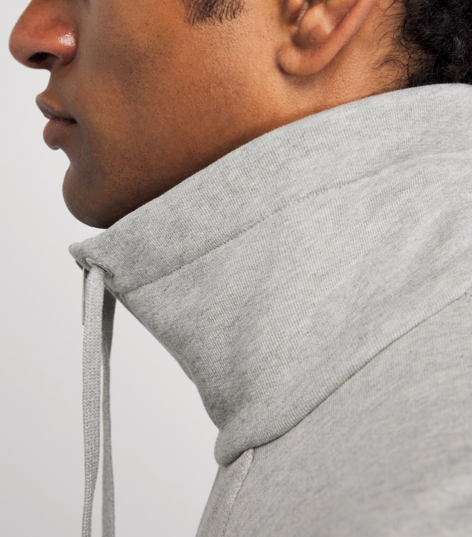 AMI Paris Mens Cotton Logo Quarter-Zip Sweatshirt Gris Chine Clair Image 3