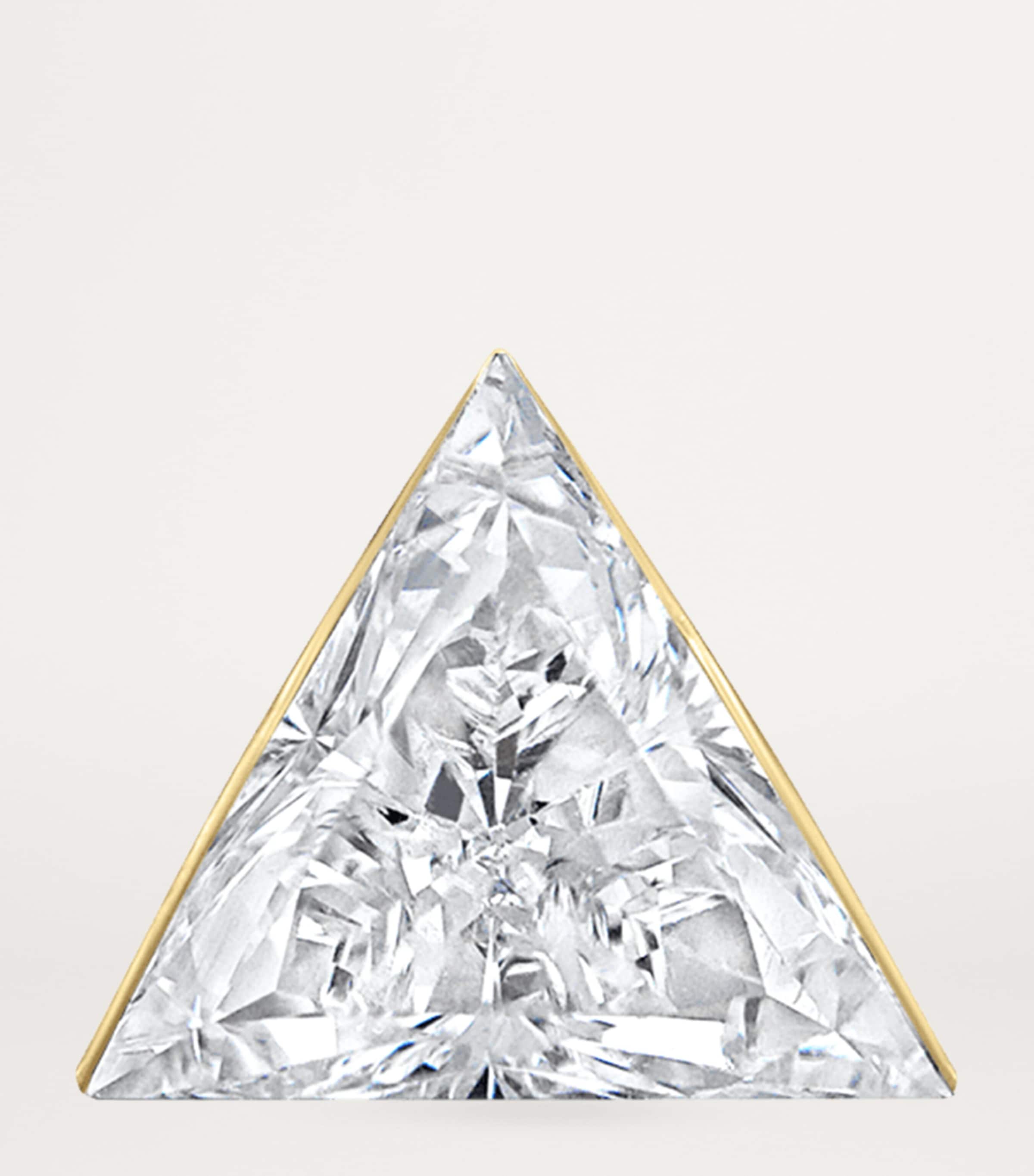 Yellow Gold Invisible Set Triangle Diamond Threaded Stud Earring (4mm) YELLOW GOLD Image 3