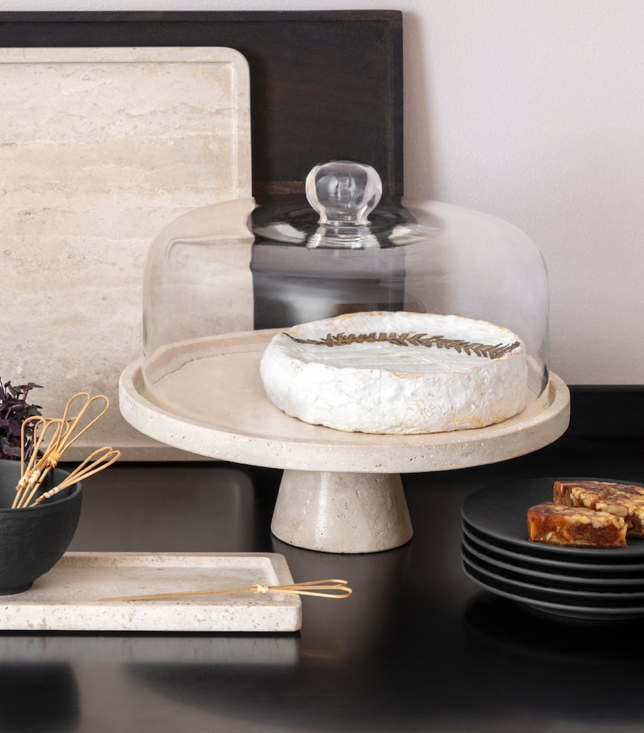 Manufacture Travertine Footed Serving Platter (28cm) BEIGE Image 3