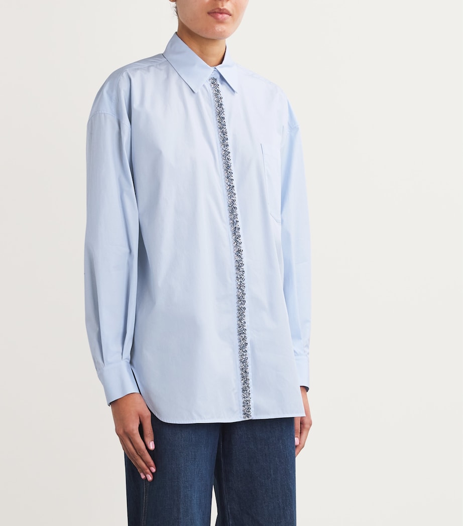 Cotton Crystal-Embellished Shirt BLUE Image 3