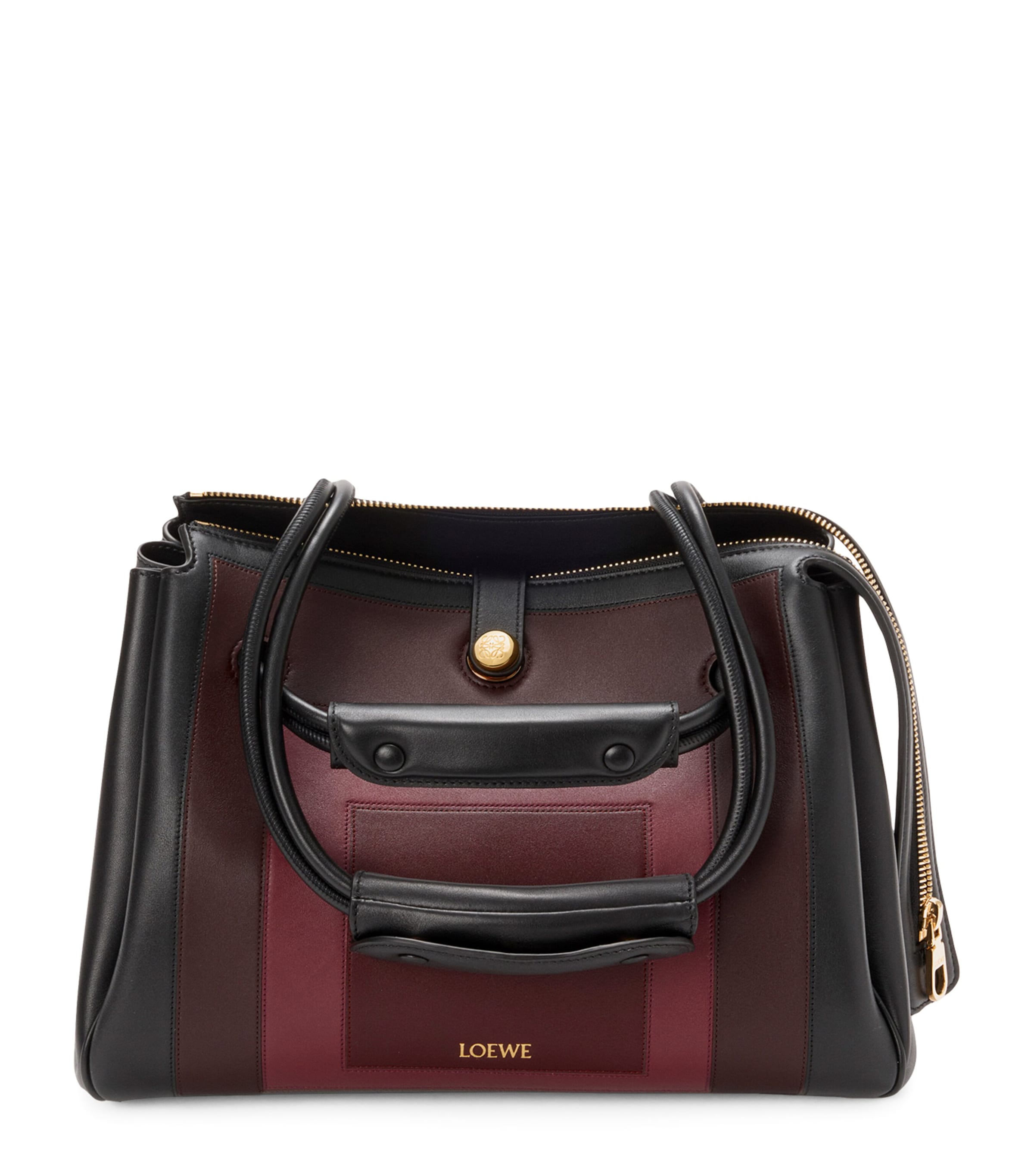 Loewe X Albers Medium Leather Madrid Shoulder Bag In Black