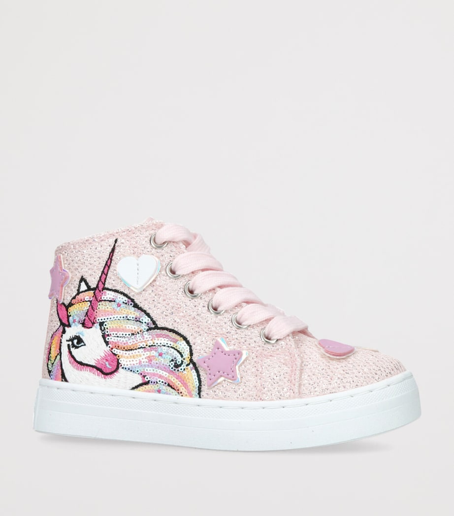 Unicorn Rainbow High-Top Sneakers PINK Image 3