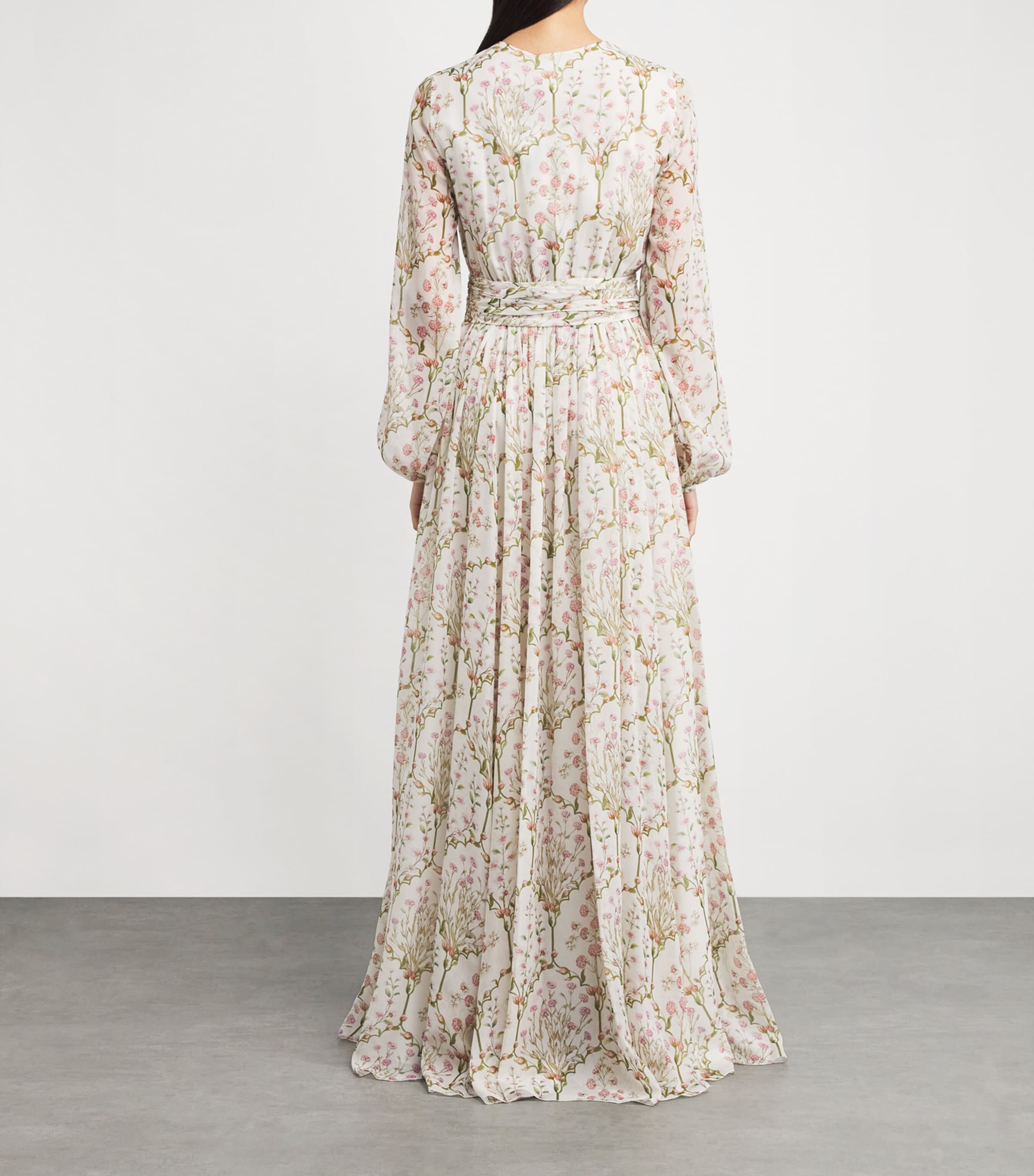 Silk-Georgette Belted Gown P068 IVORY Image 3