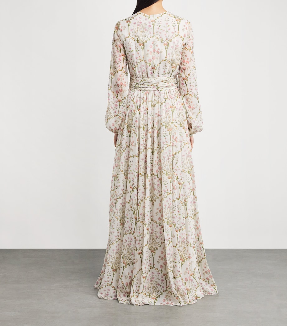 Silk-Georgette Belted Gown P068 IVORY Image 3